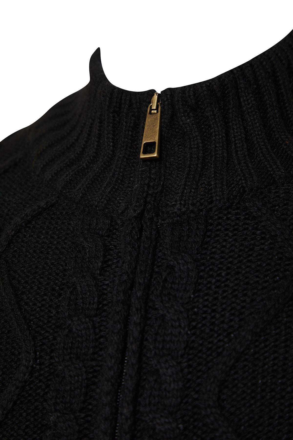 Black High Neck Cardigan, , large image number 1