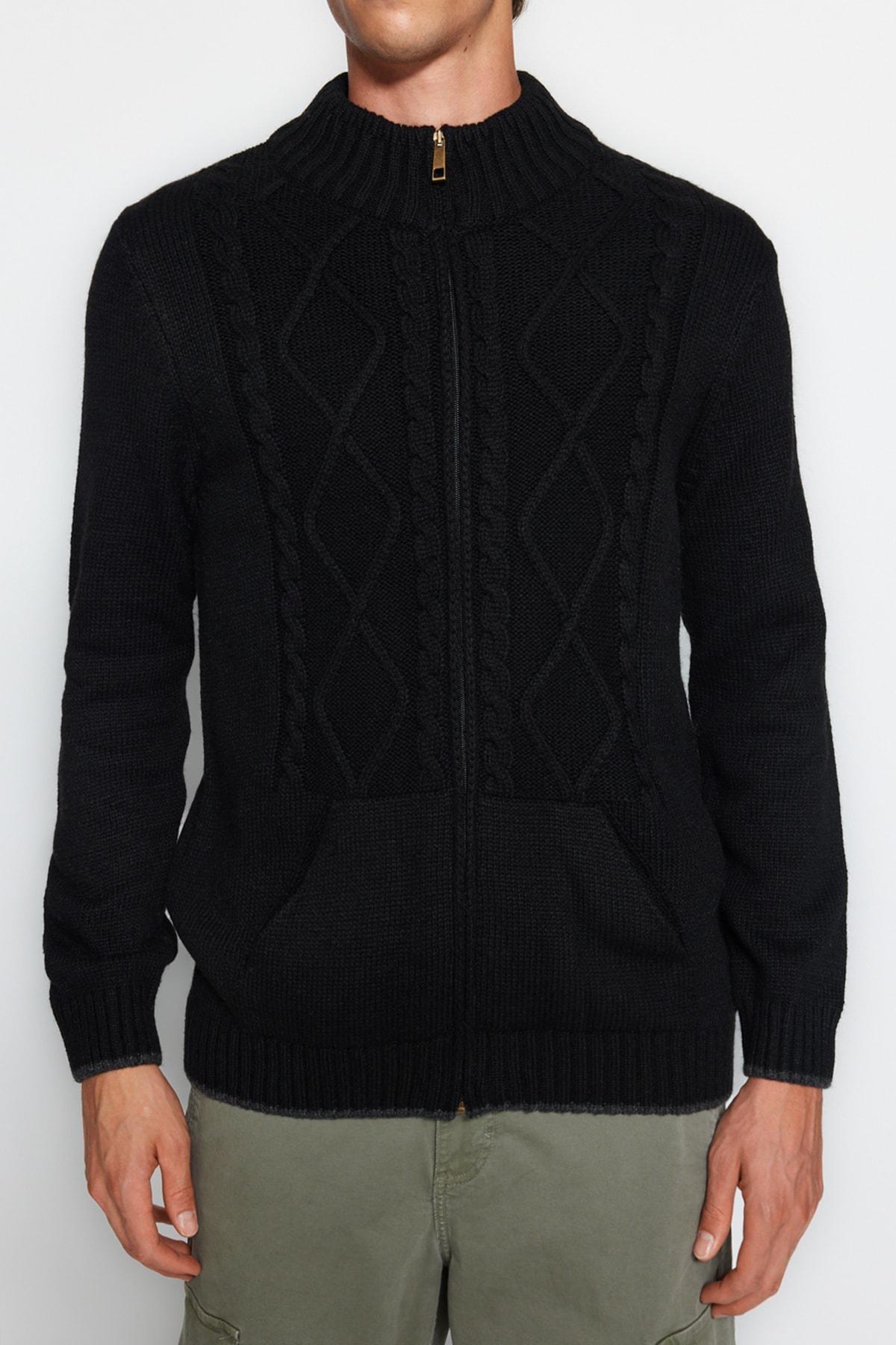 Black High Neck Cardigan, , large image number 4