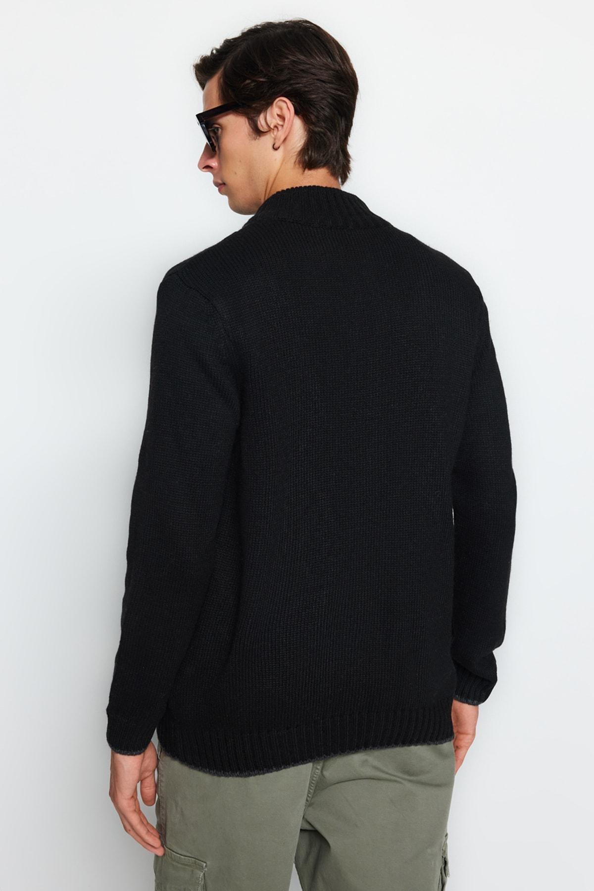 Black High Neck Cardigan, , large image number 6