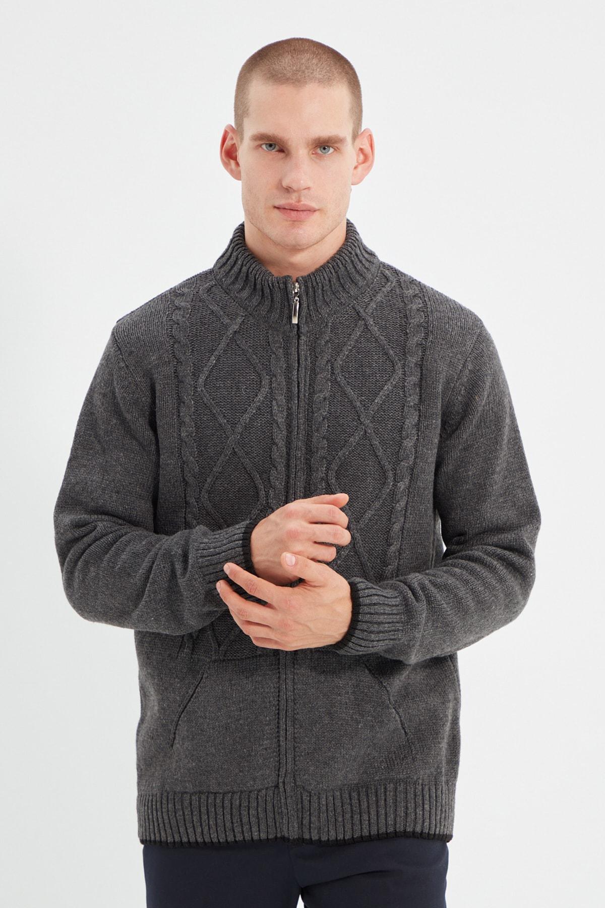Gray Pattern Cardigan, , large image number 0
