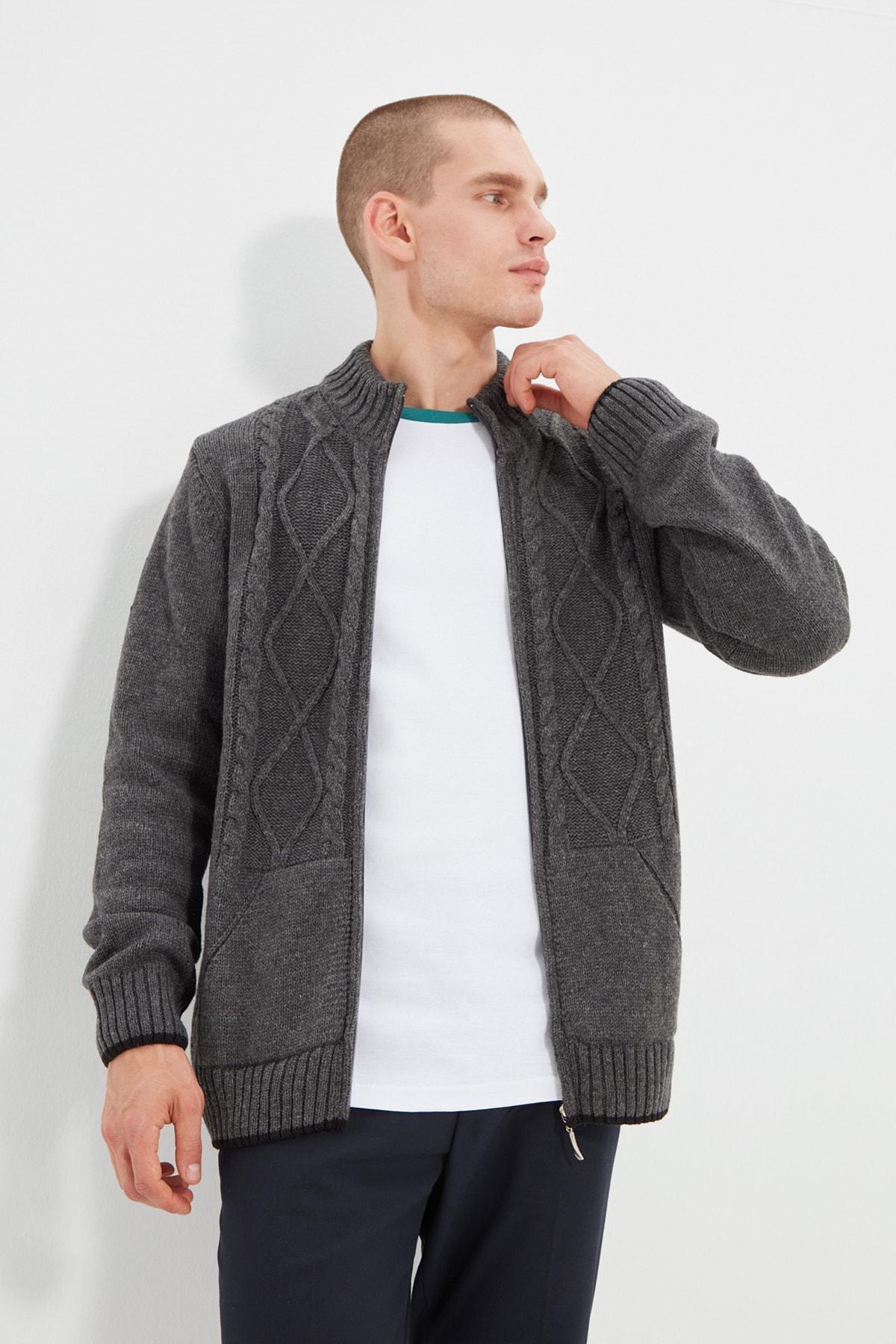 Gray Pattern Cardigan, Gray, large image number 3