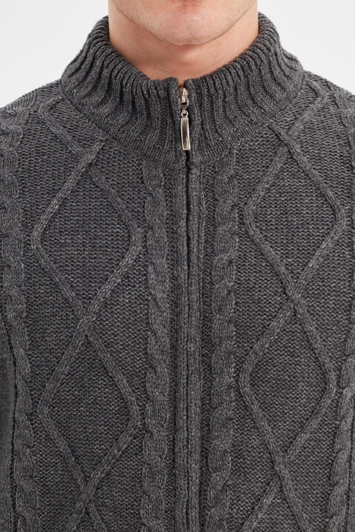 Gray Pattern Cardigan, Gray, large image number 5