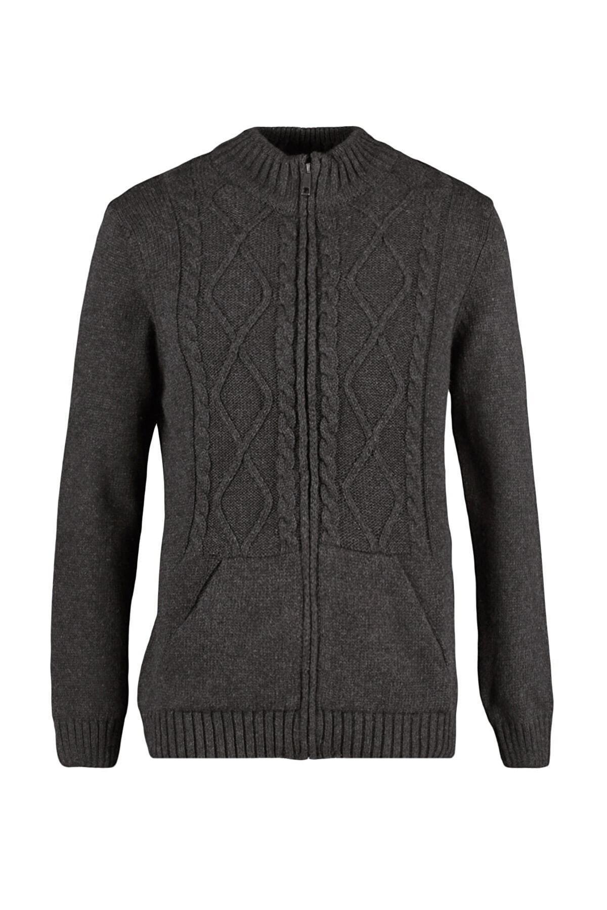 Gray Pattern Cardigan, Gray, large image number 8