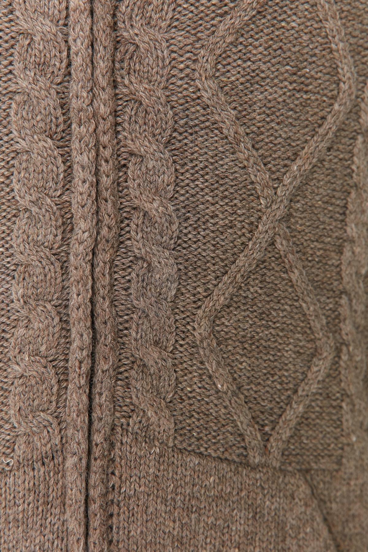 Brown Standing Collar Cardigan, , large image number 4