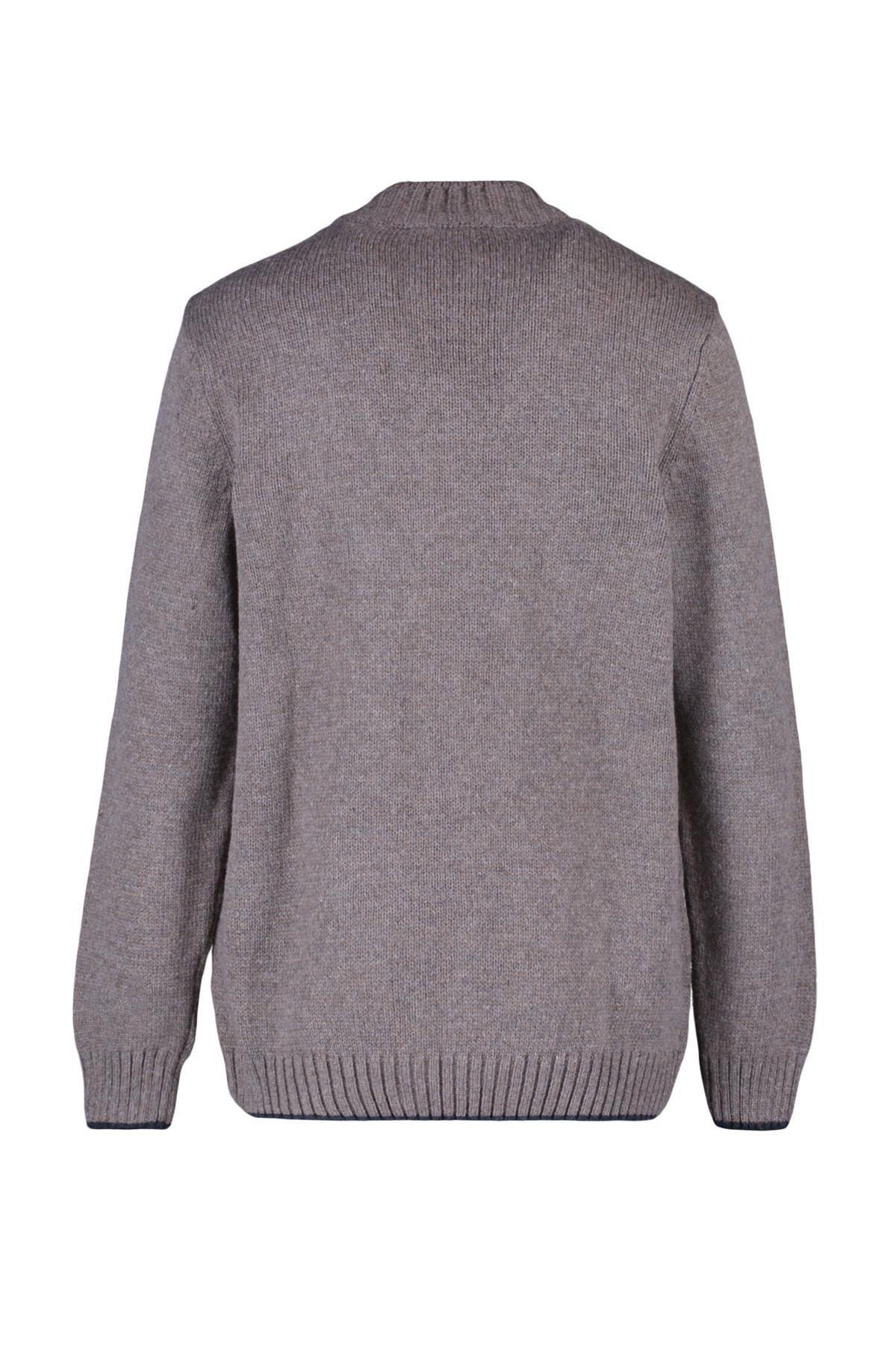Brown Standing Collar Cardigan, , large image number 8