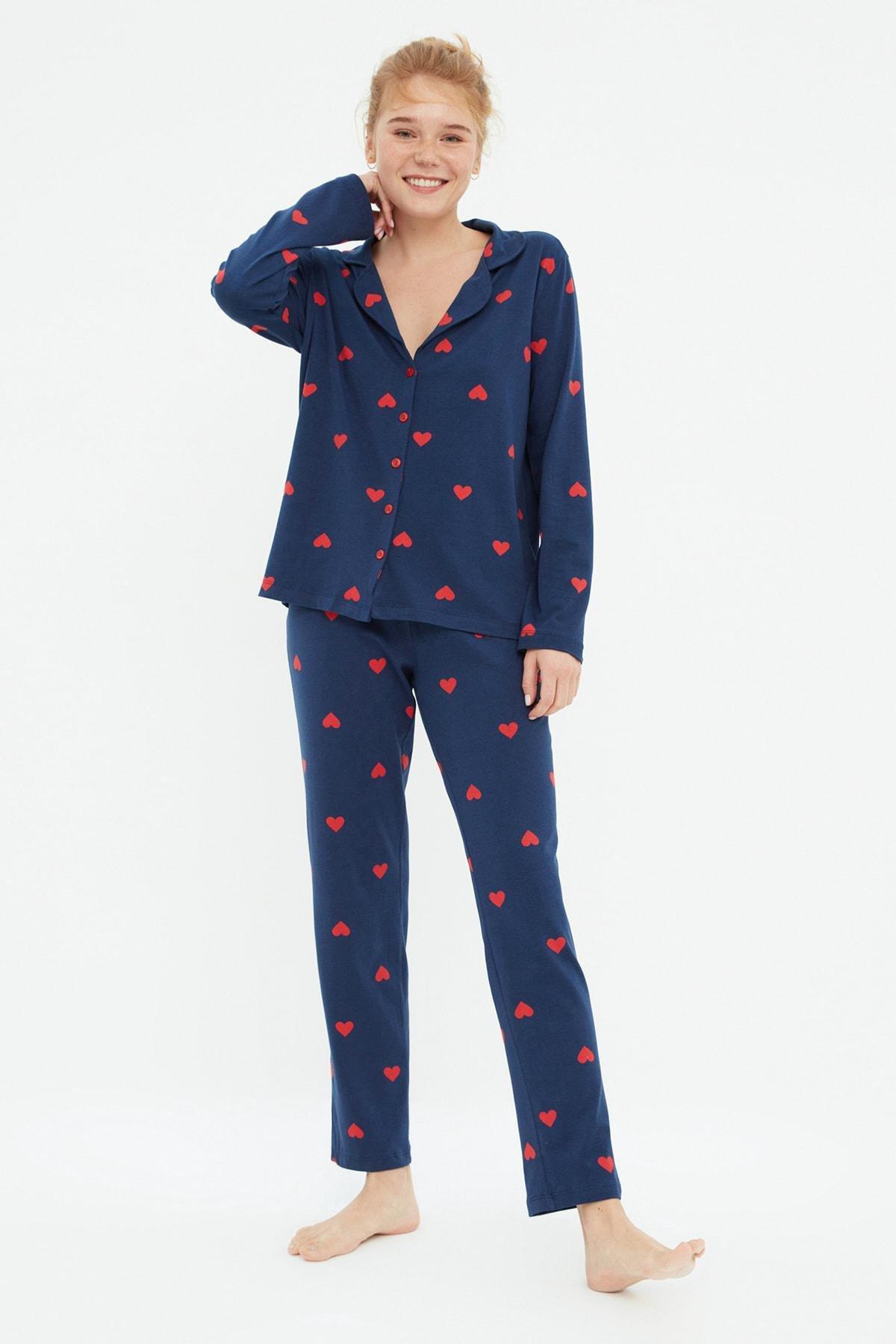 Blue Heart Pajama Set, Dark blue, large image number 0