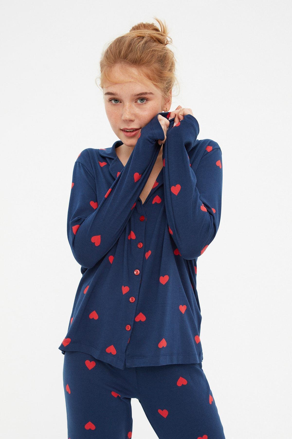 Blue Heart Pajama Set, Dark blue, large image number 3