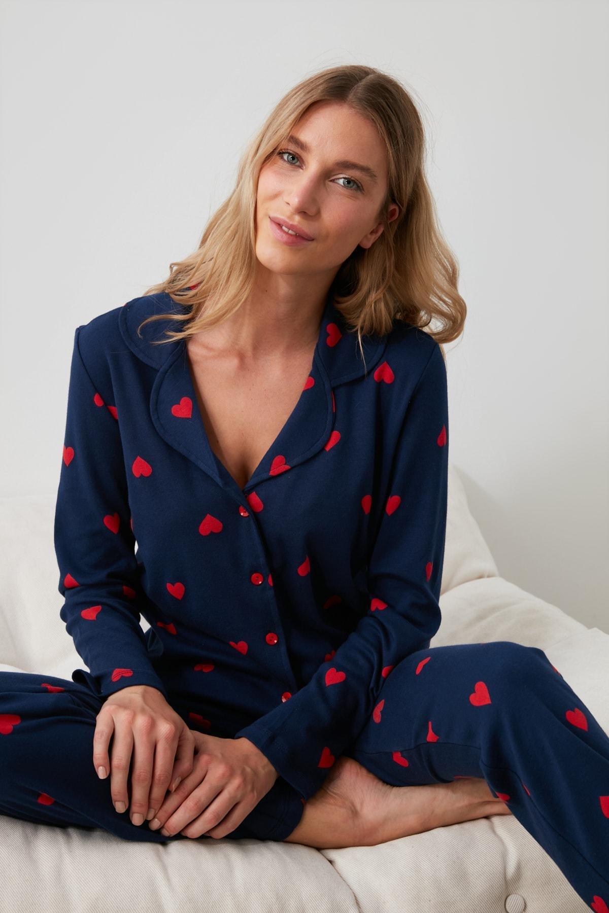 Blue Heart Pajama Set, Dark blue, large image number 7