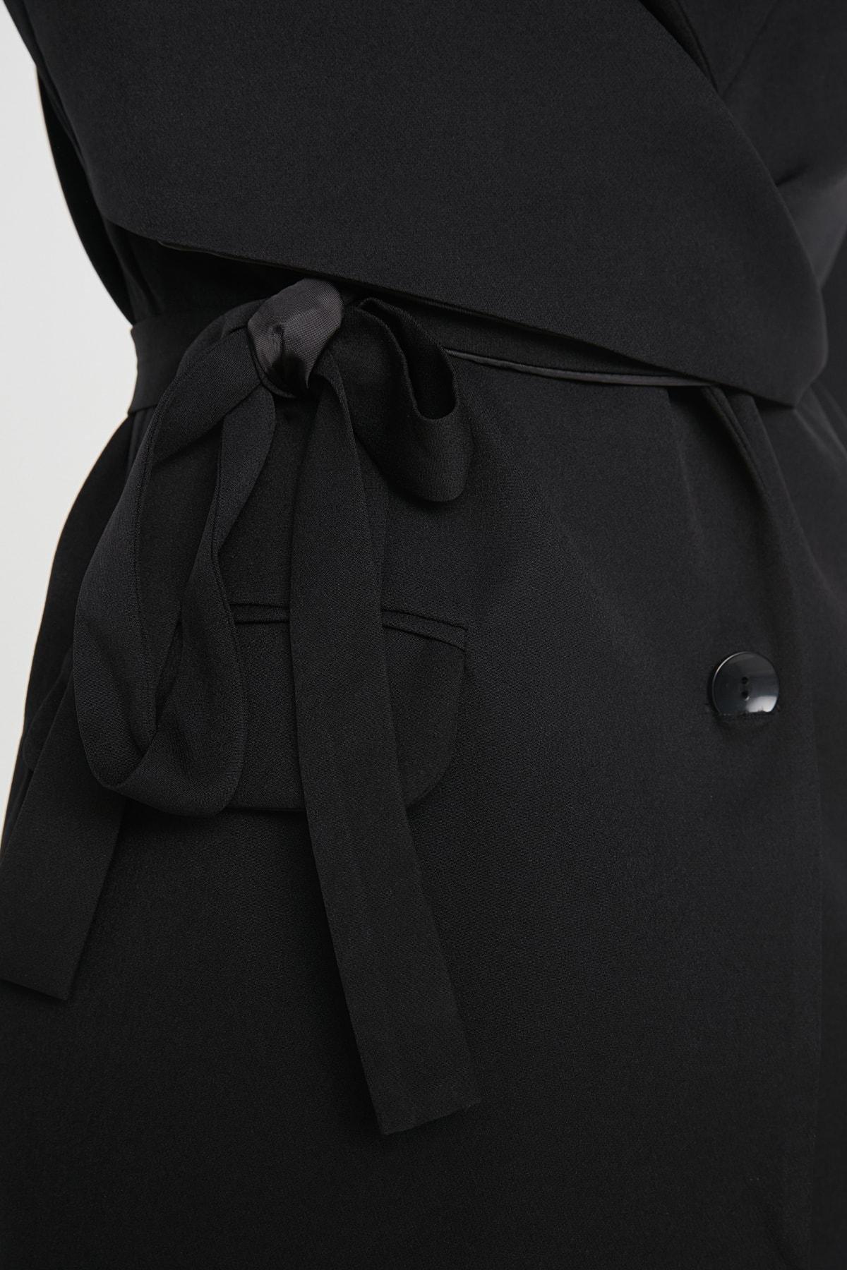 Black Regular Lapel Collar Blazer, Black, large image number 3