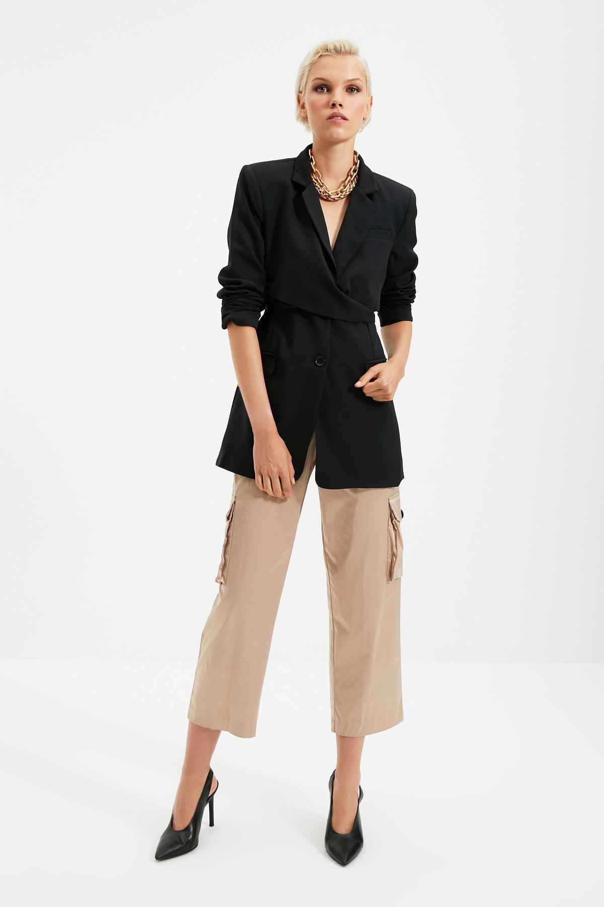 Black Regular Lapel Collar Blazer, , large image number 5