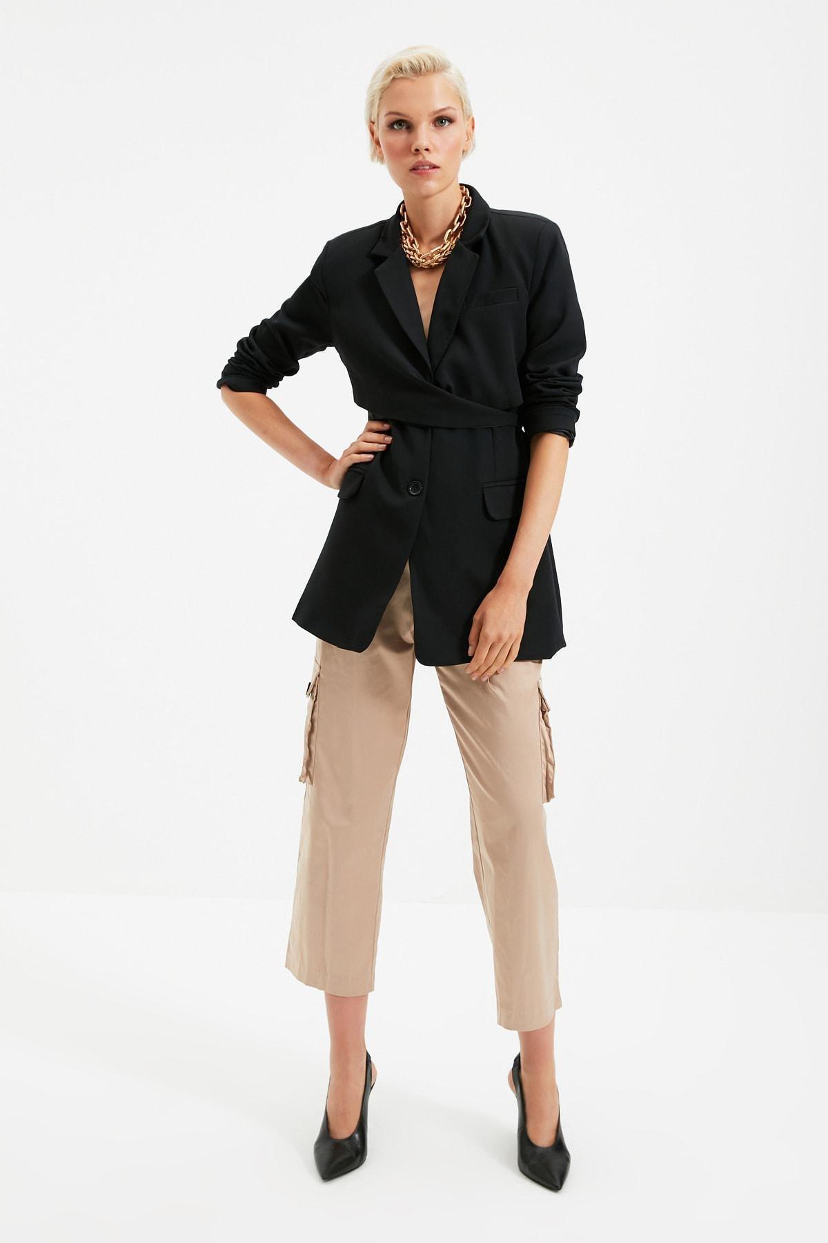 Black Regular Lapel Collar Blazer, Black, large image number 7