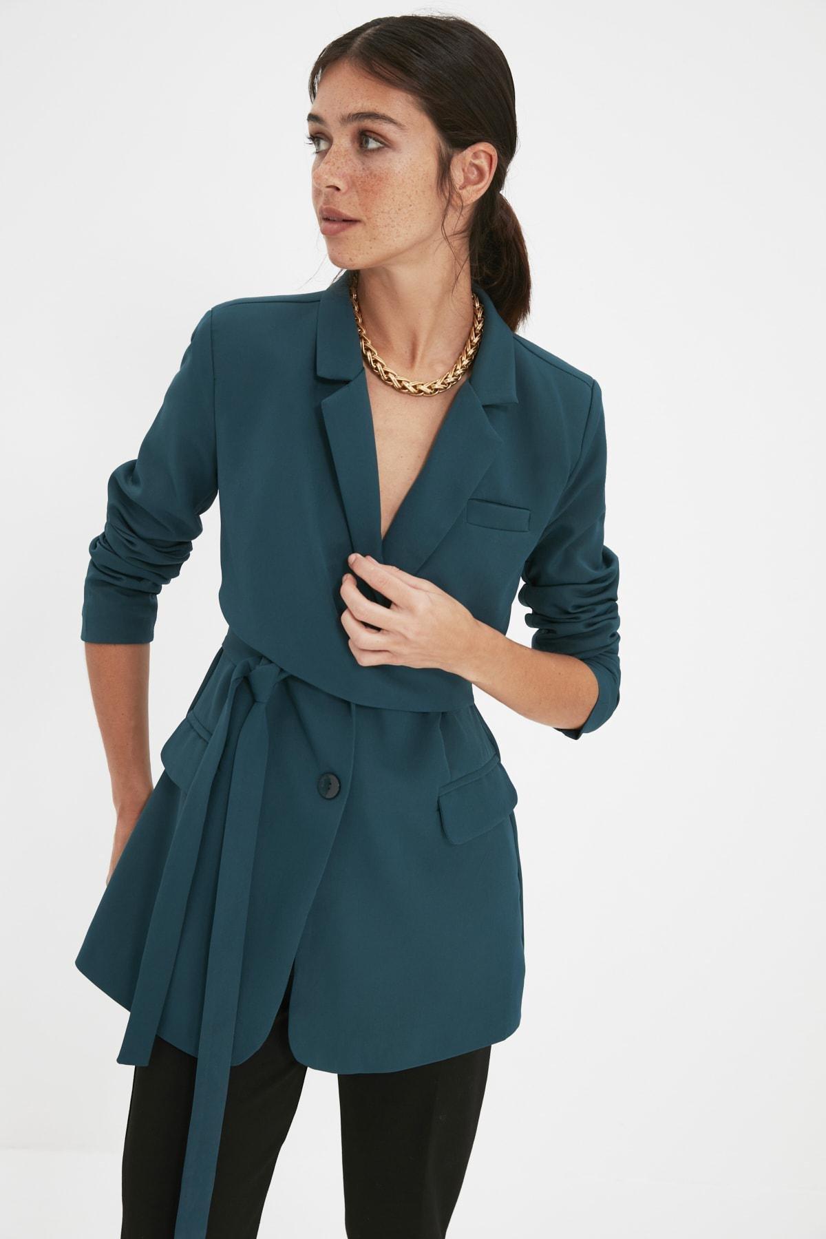 Green Double-Breasted Blazer, , large image number 0