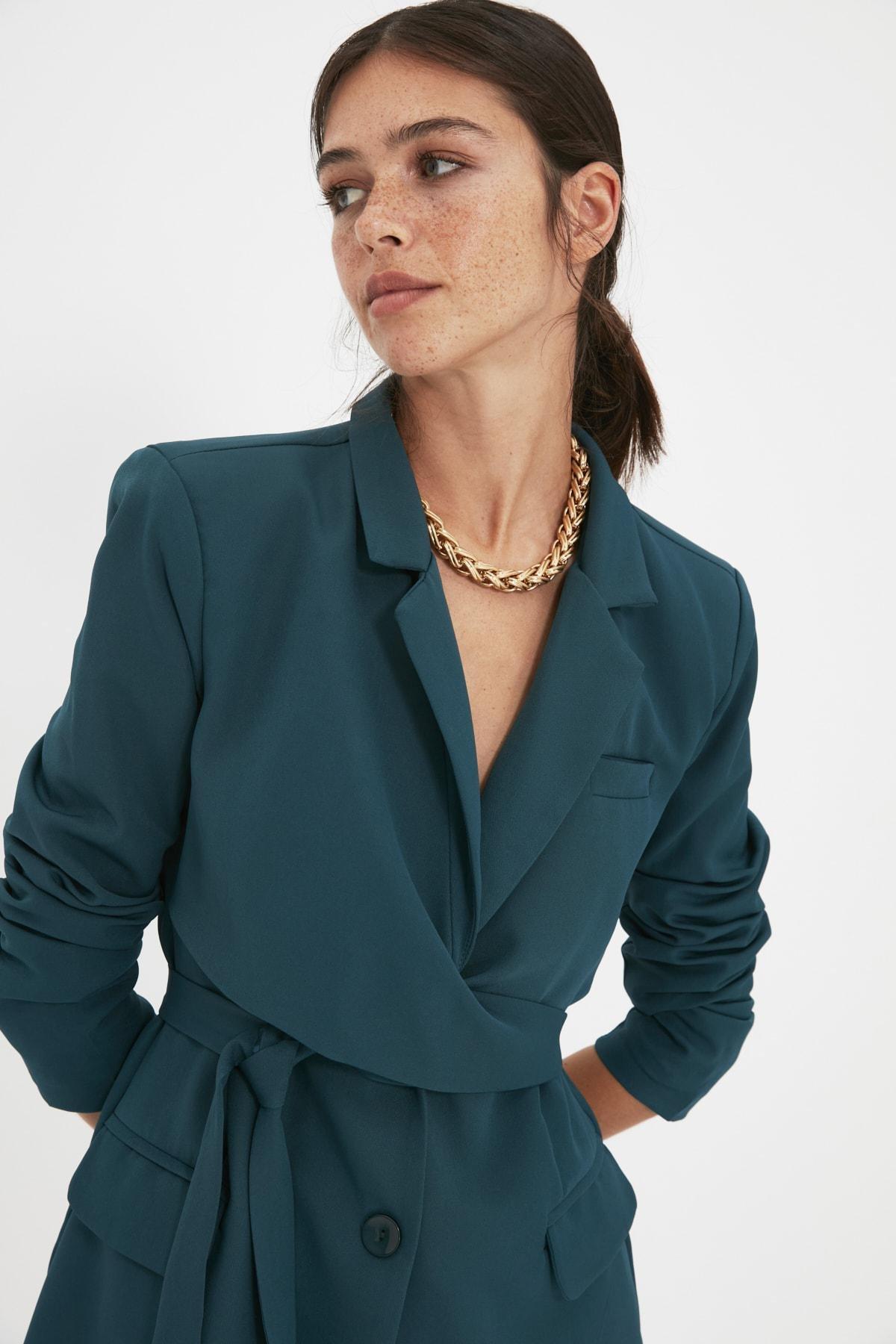 Green Double-Breasted Blazer, Green, large image number 1