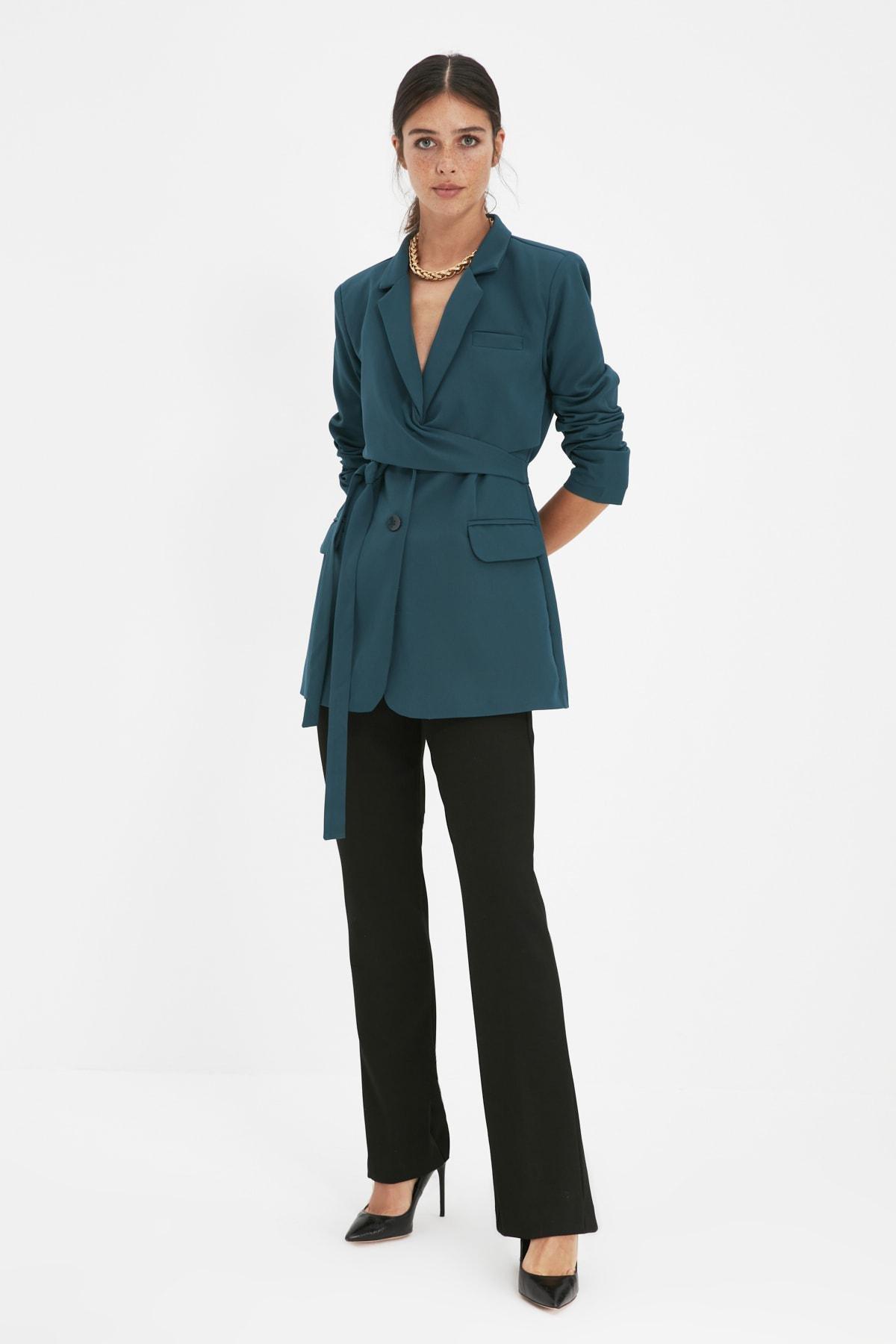 Trendyol - Green Double-Breasted Blazer