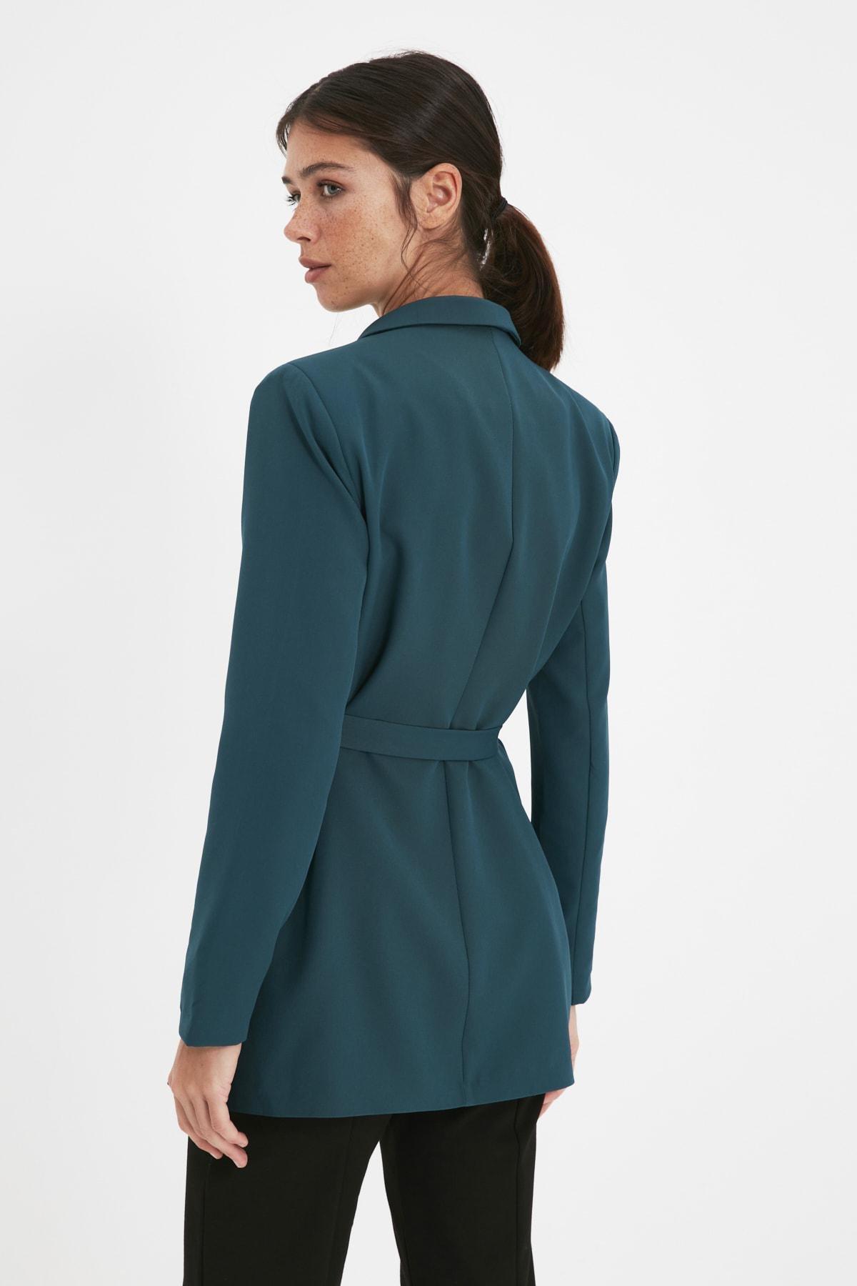 Green Double-Breasted Blazer, , large image number 4