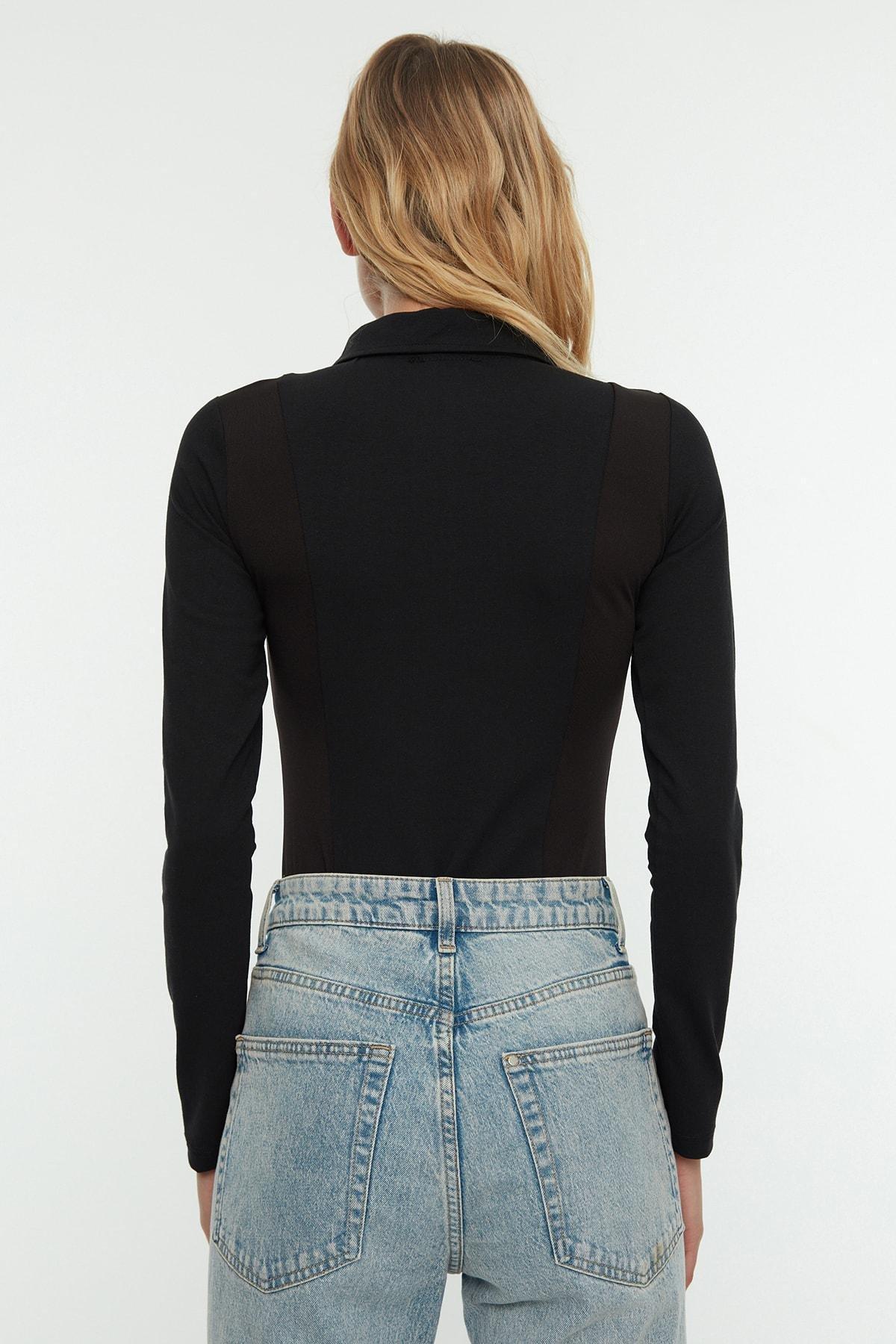 Black Polo Neck Bodysuit, , large image number 4