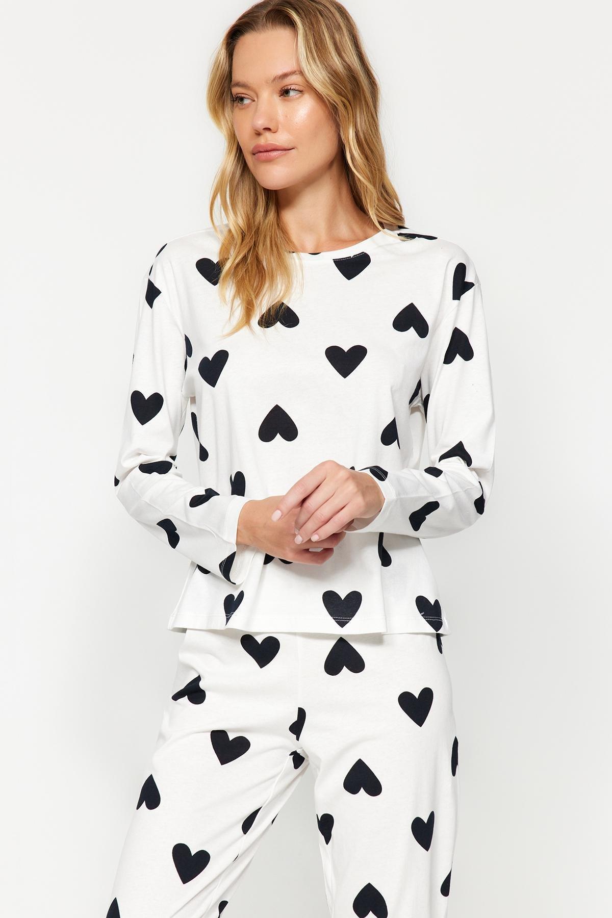 Black Knitted Cotton Pyjamas Set, BLACK, large image number 1