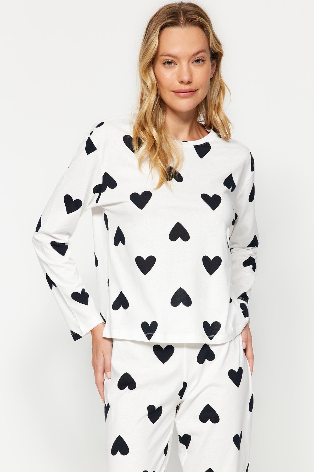Black Knitted Cotton Pyjamas Set, BLACK, large image number 2