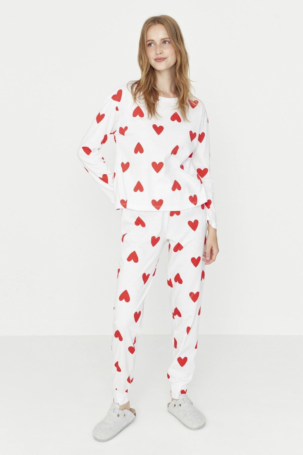 White Heart Pyjama Co-Ord Set, , large image number 0
