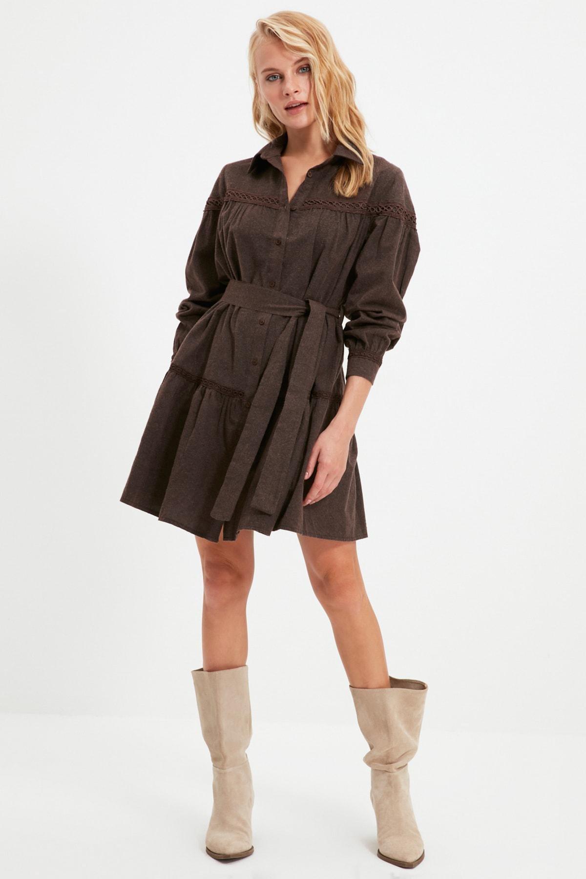 Brown Shirt Dress, , large image number 0