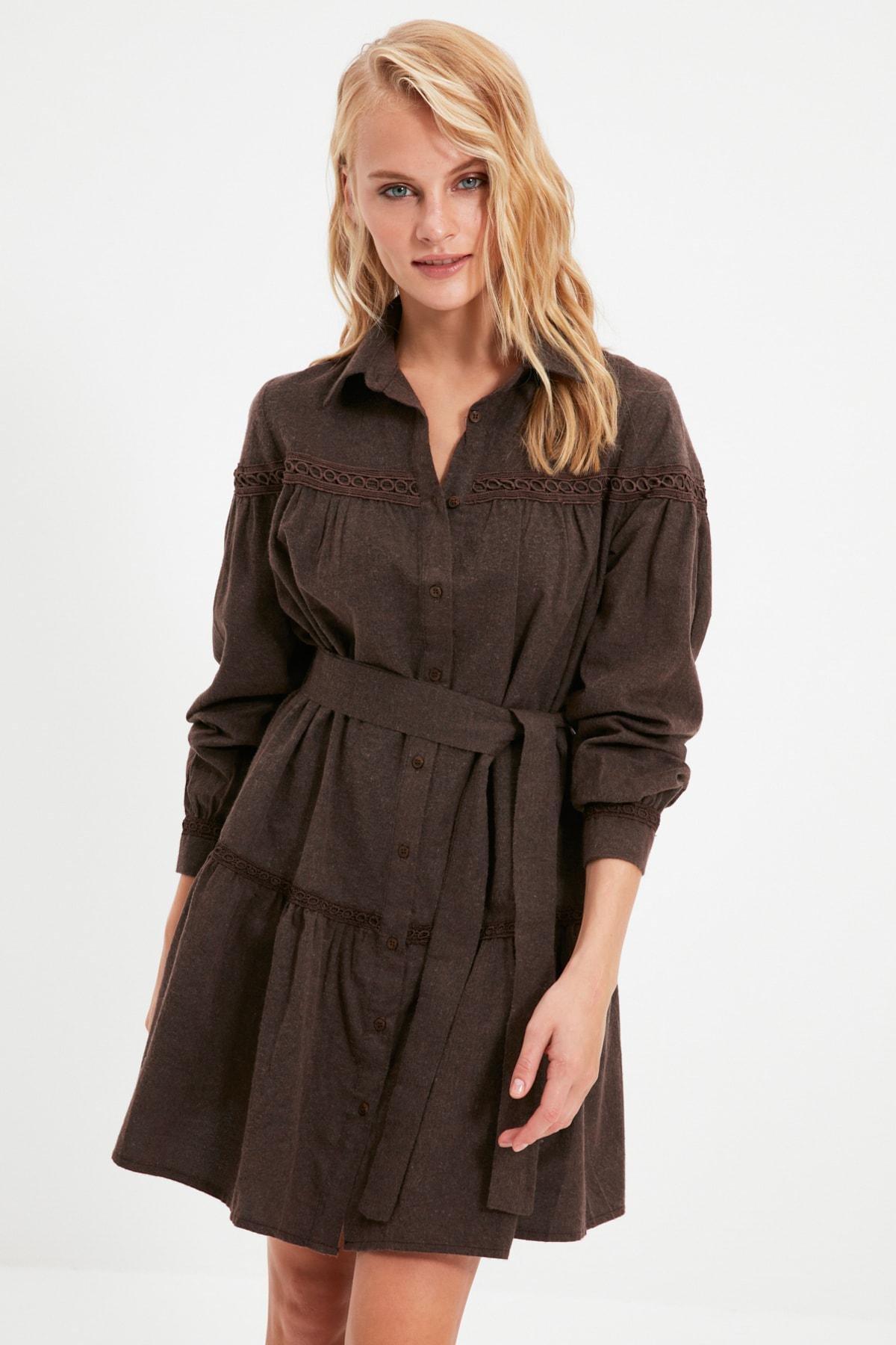 Brown Shirt Dress, , large image number 1