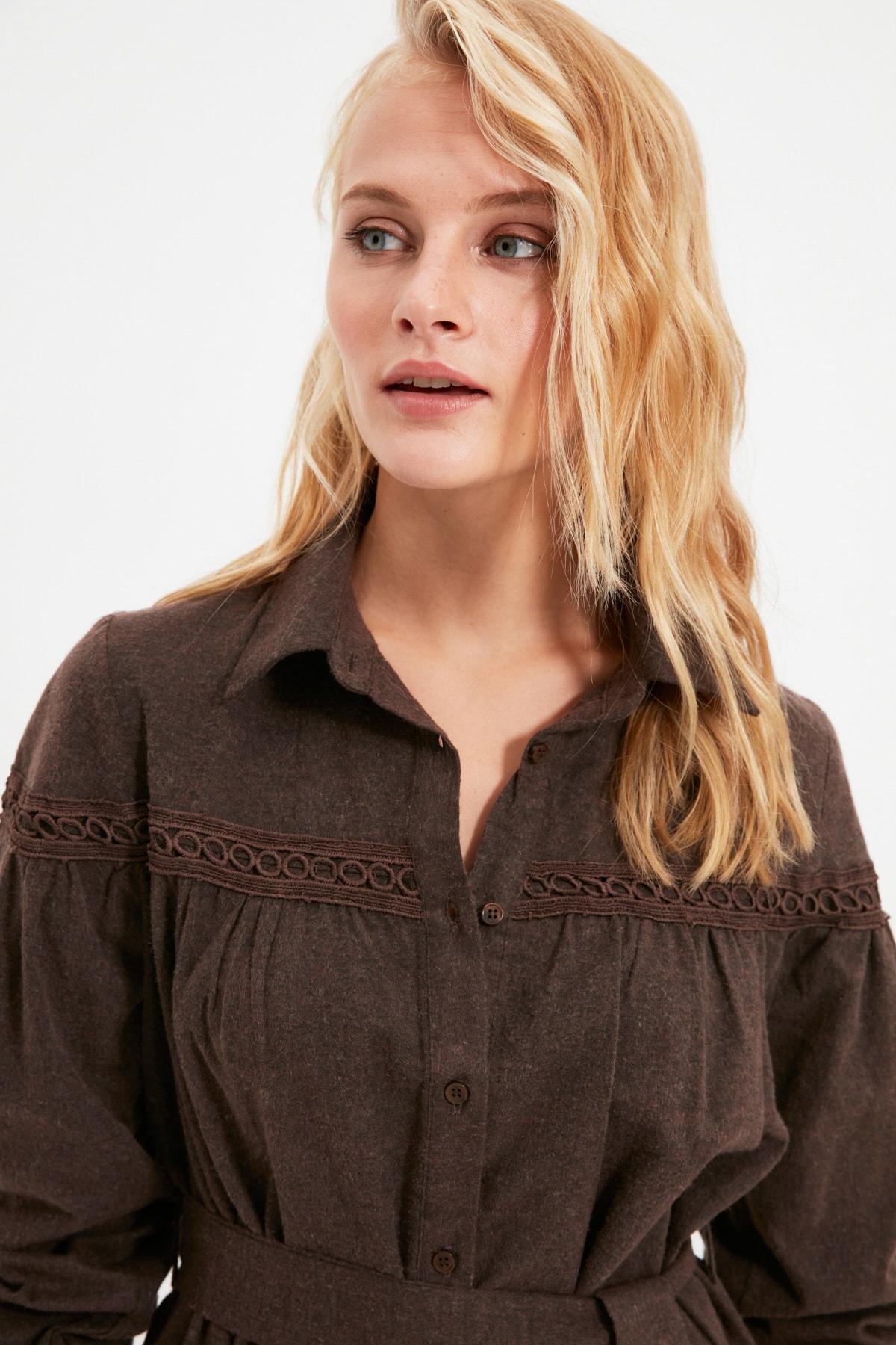 Brown Shirt Dress, , large image number 2