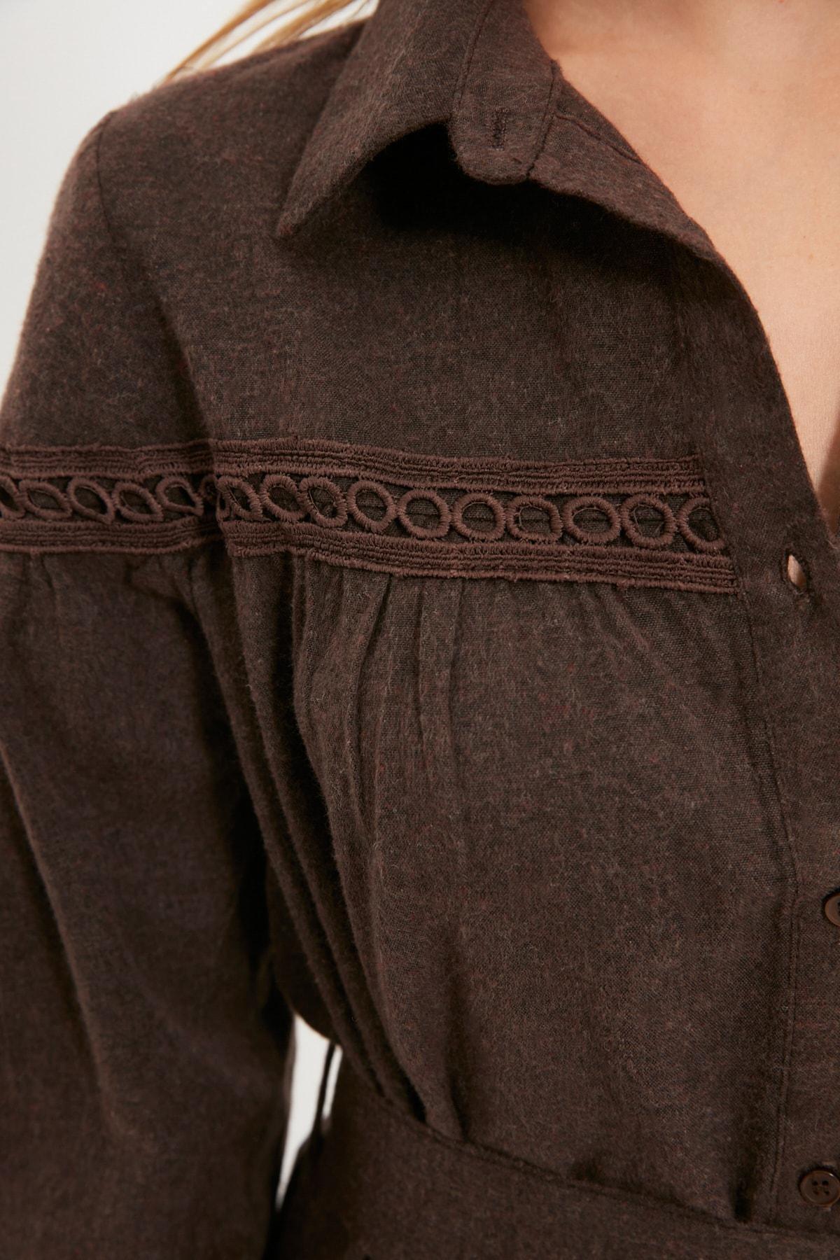 Brown Shirt Dress, , large image number 3