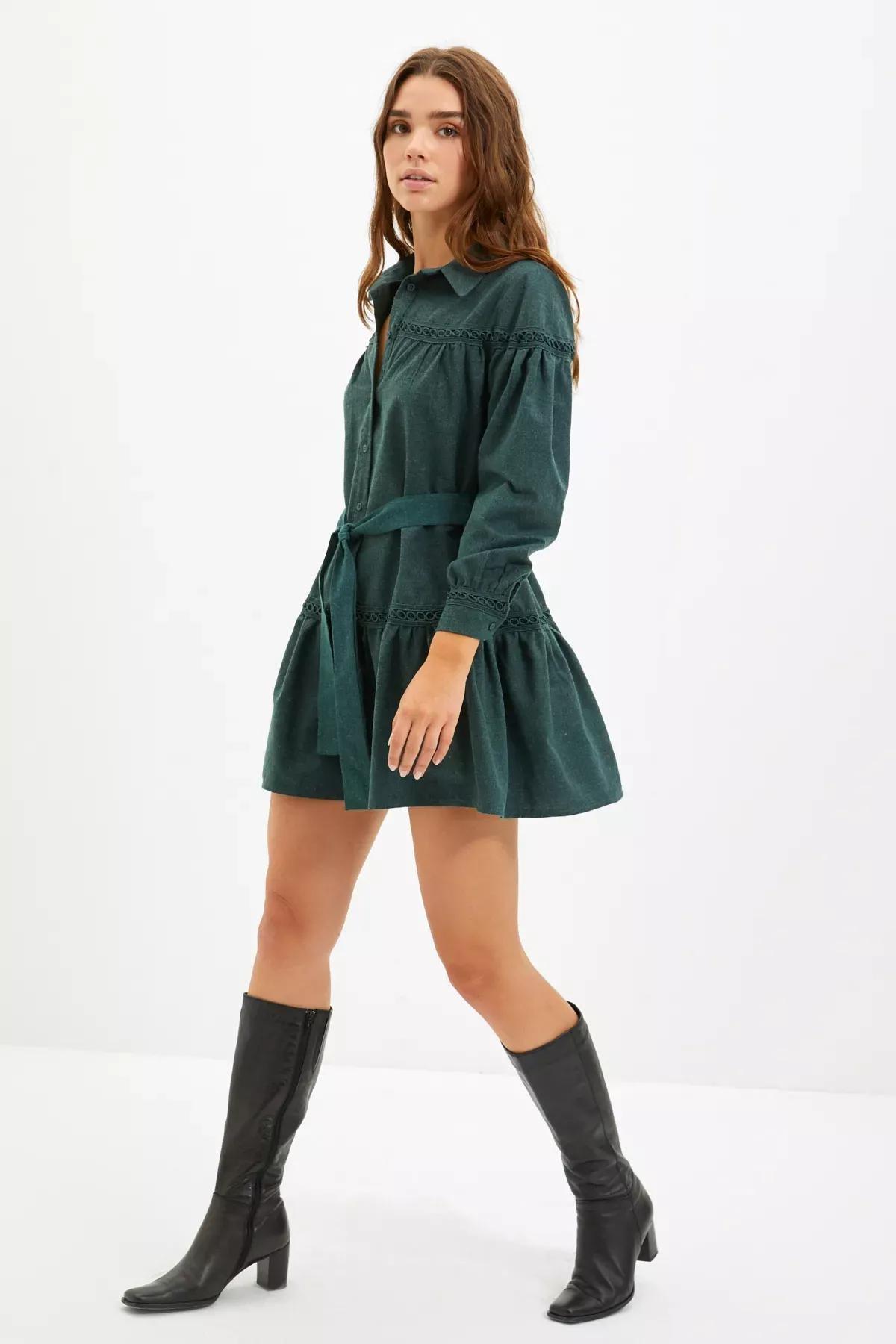Khaki Shirt Dress, , large image number 0