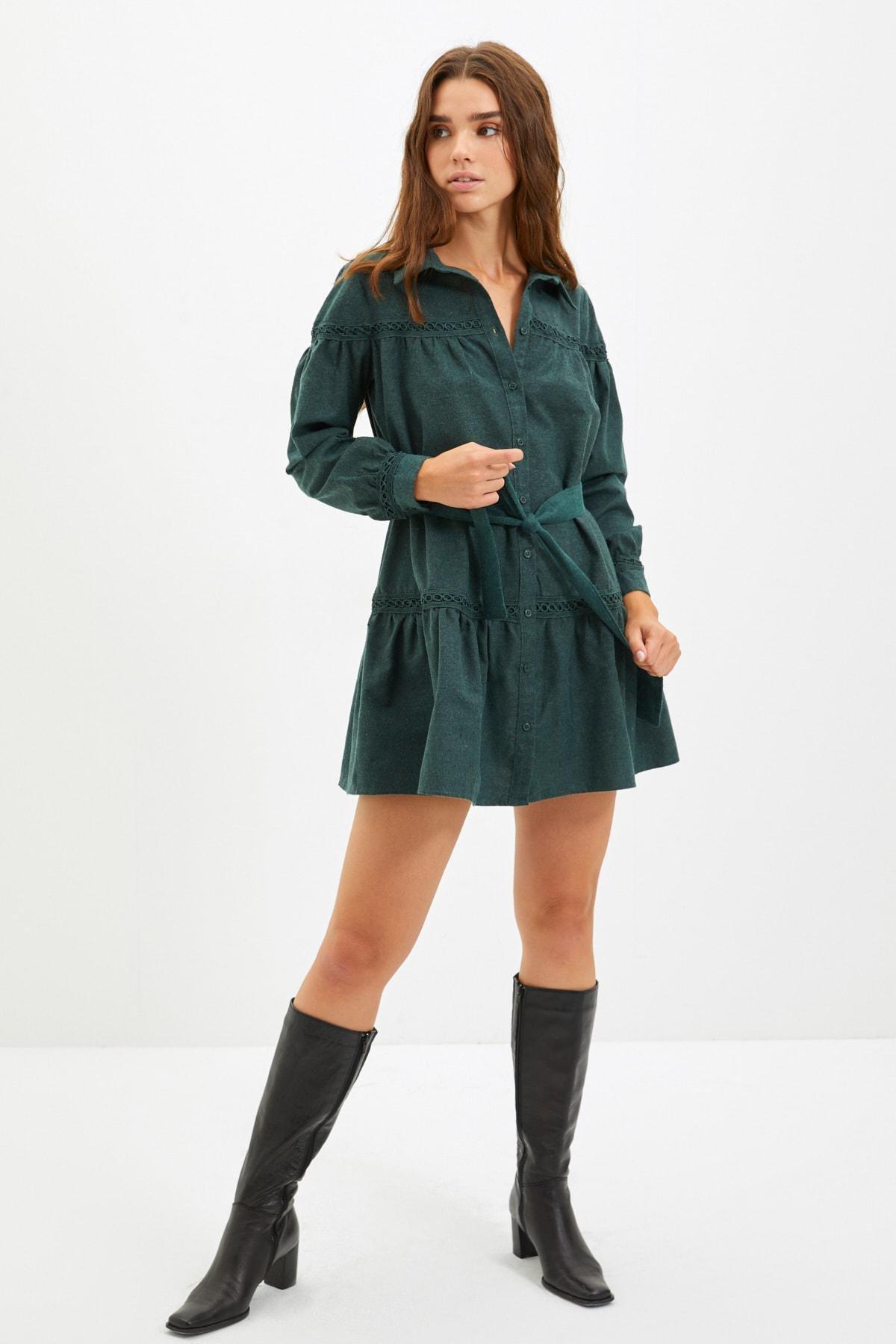 Khaki Shirt Dress, , large image number 1
