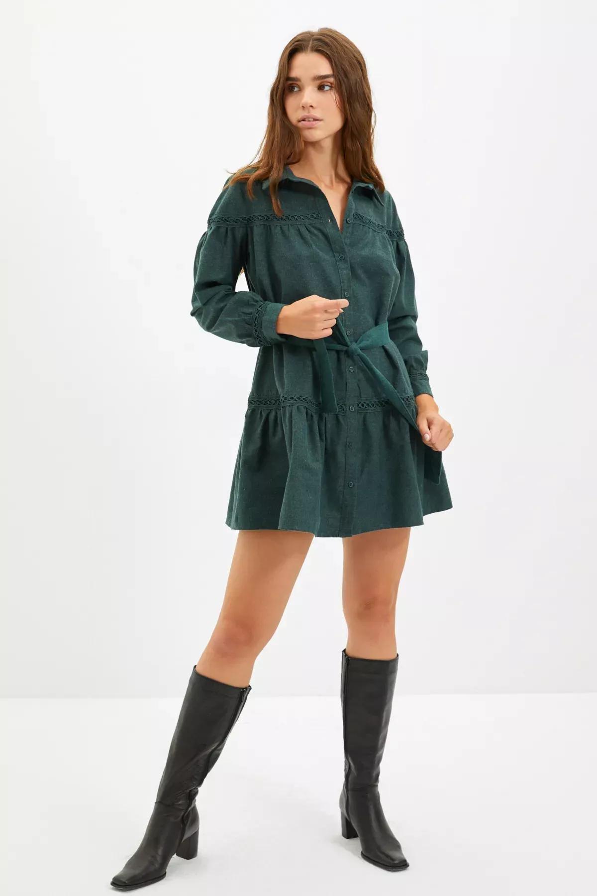 Khaki Shirt Dress, , large image number 1