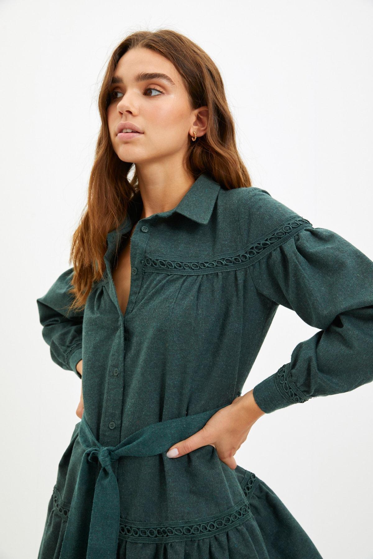 Khaki Shirt Dress, , large image number 2