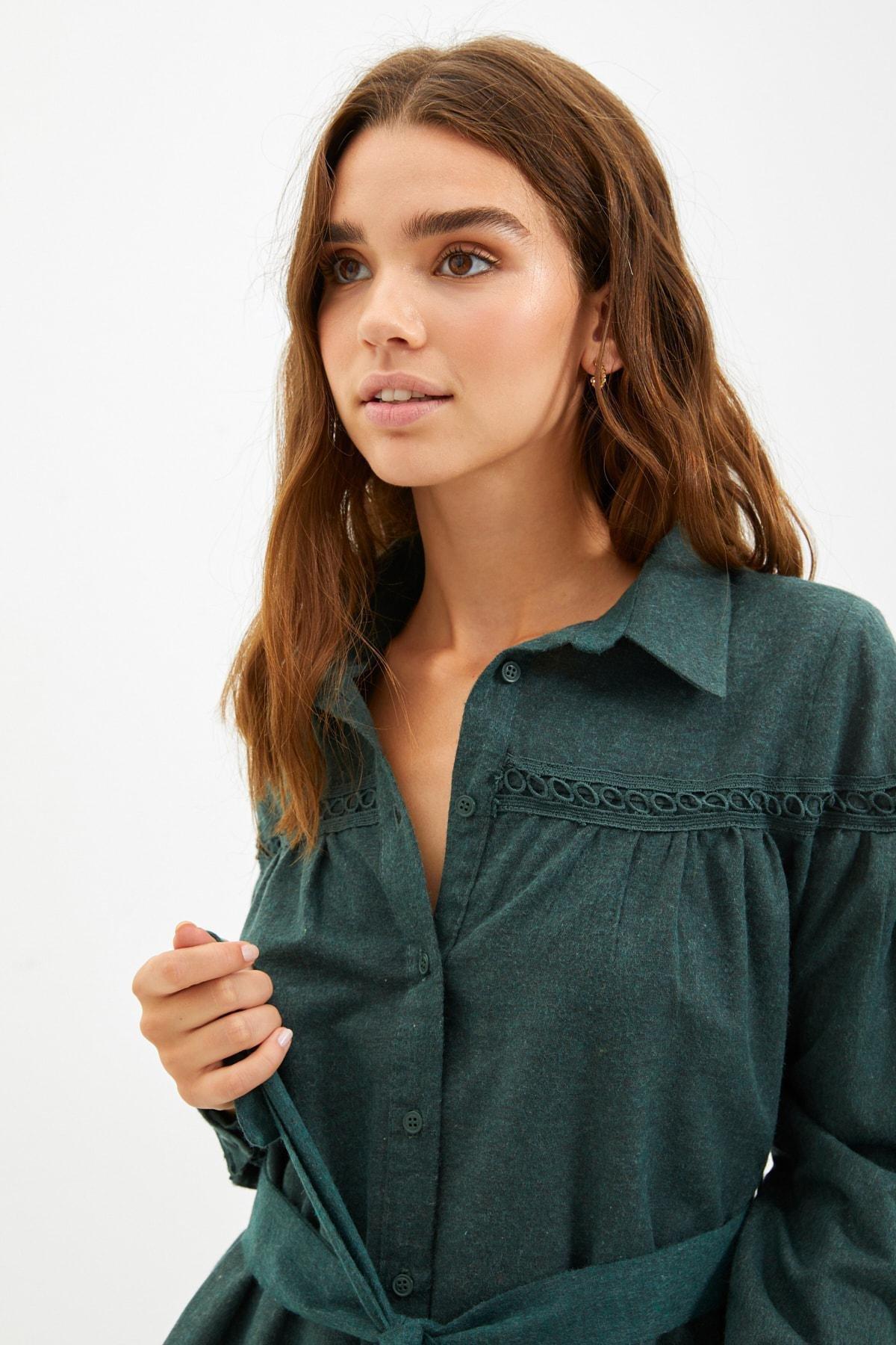 Khaki Shirt Dress, , large image number 3