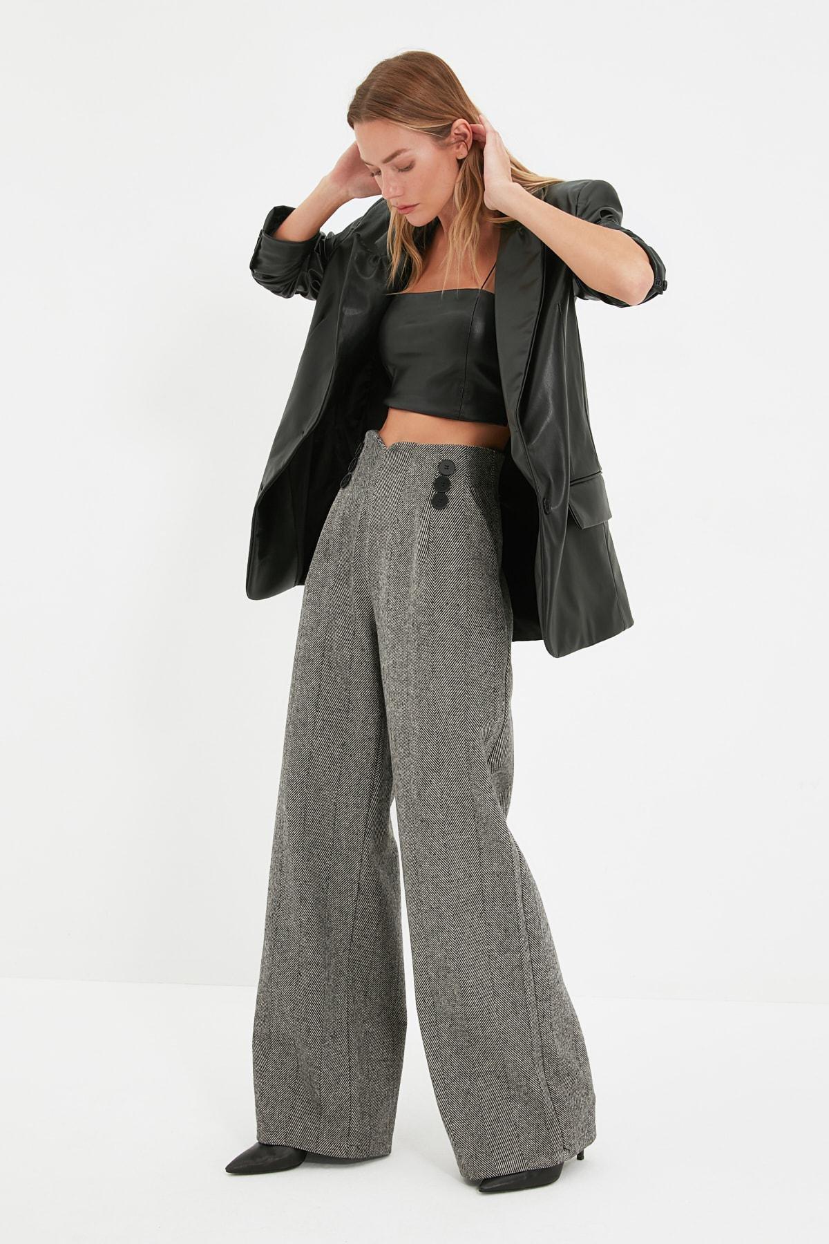 Gray Wide Leg Pants, , large image number 3