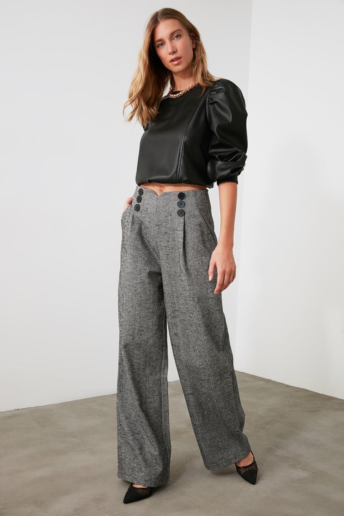 Gray Wide Leg Pants, , large image number 6