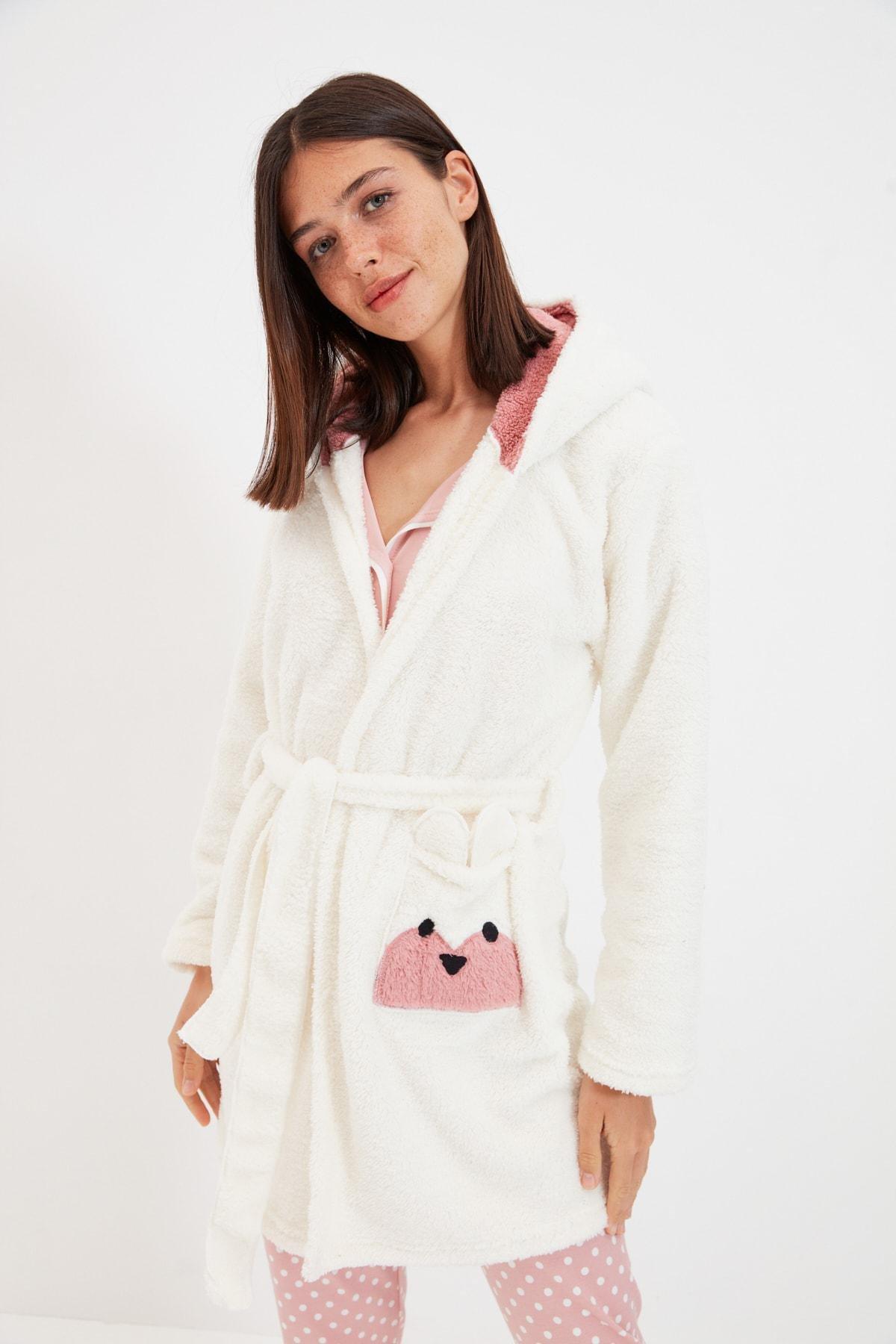 White Crop Dressing Gown, , large image number 2