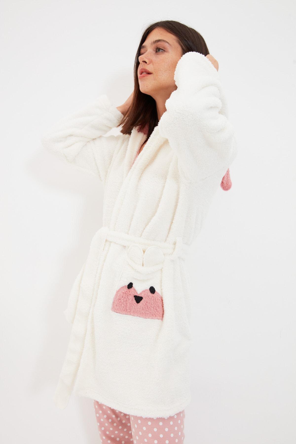 White Crop Dressing Gown, , large image number 4