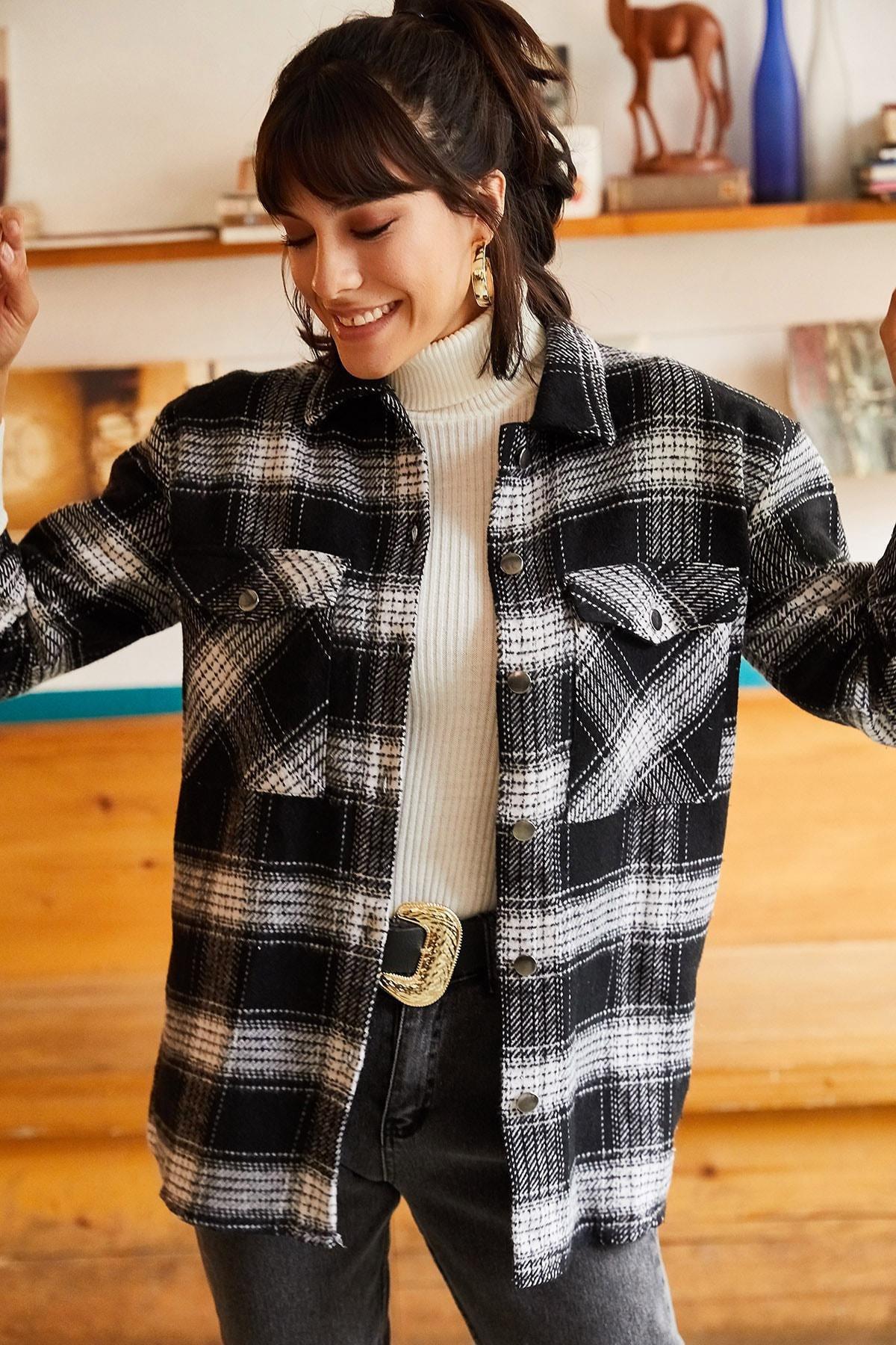 Black Checked Flannel Shirt, , large image number 1