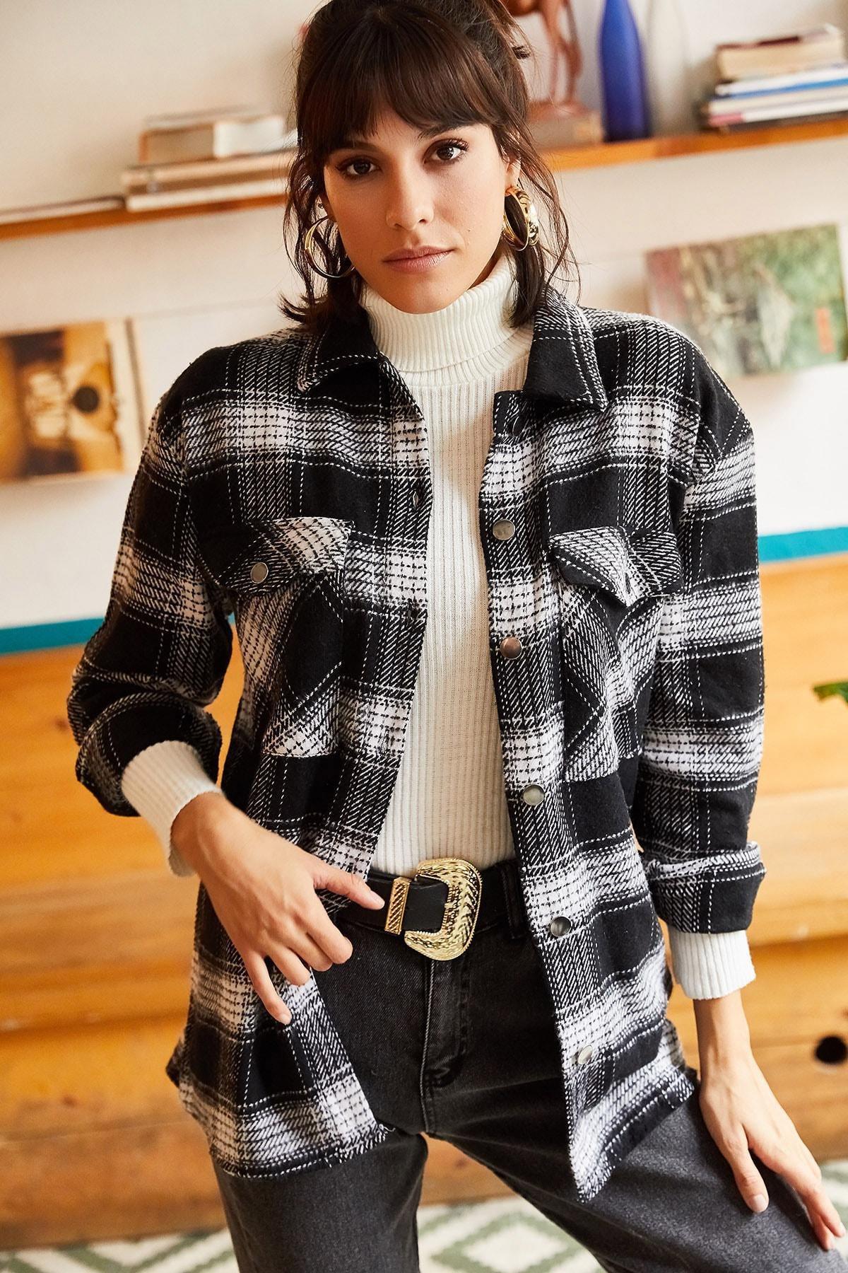 Black Checked Flannel Shirt, , large image number 3