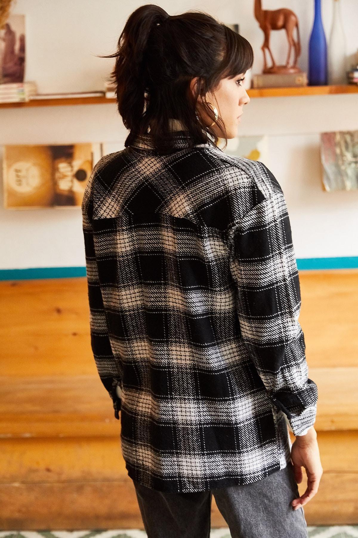Black Checked Flannel Shirt, , large image number 4