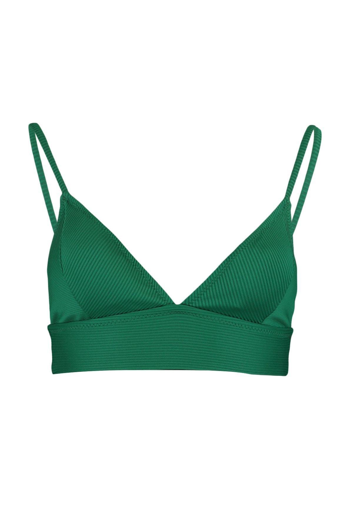 Green Plain Bikini Top, Green, large image number 5