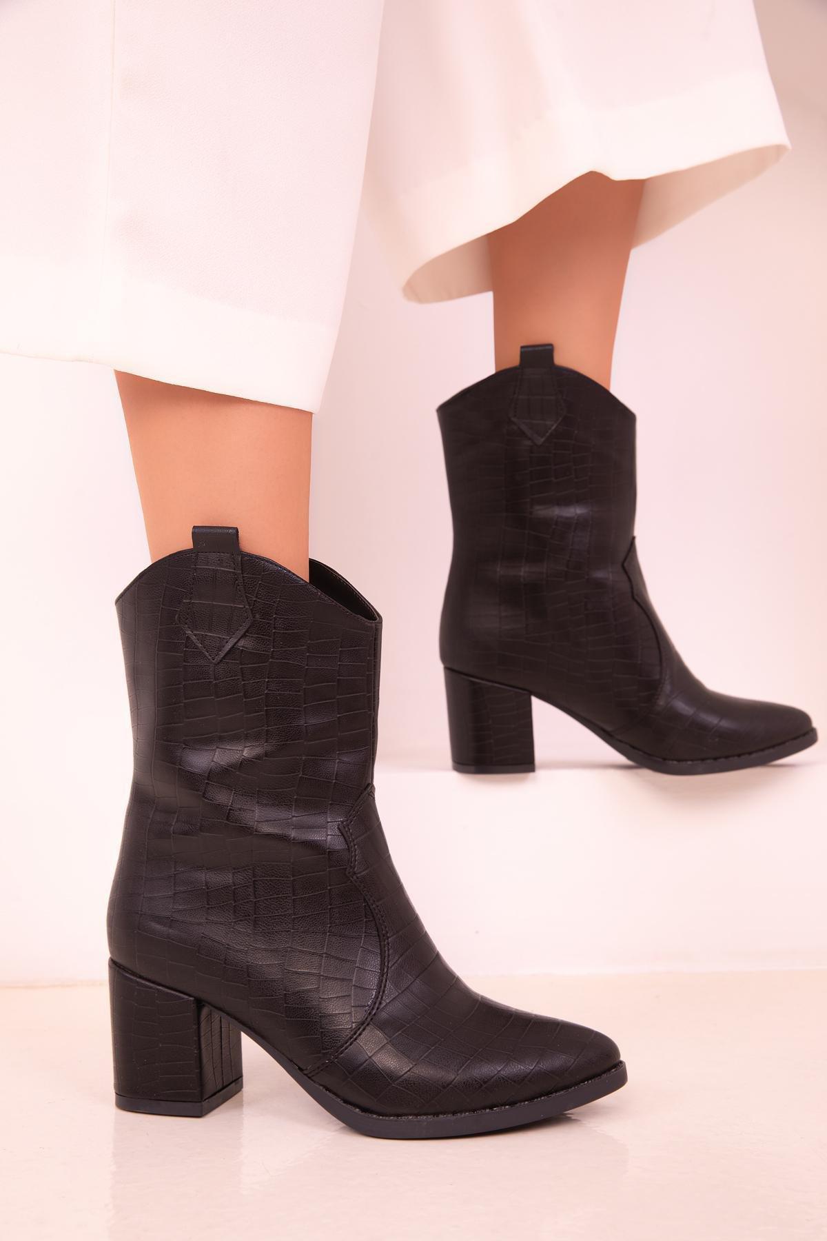 Black Crocodile Boots, , large image number 1