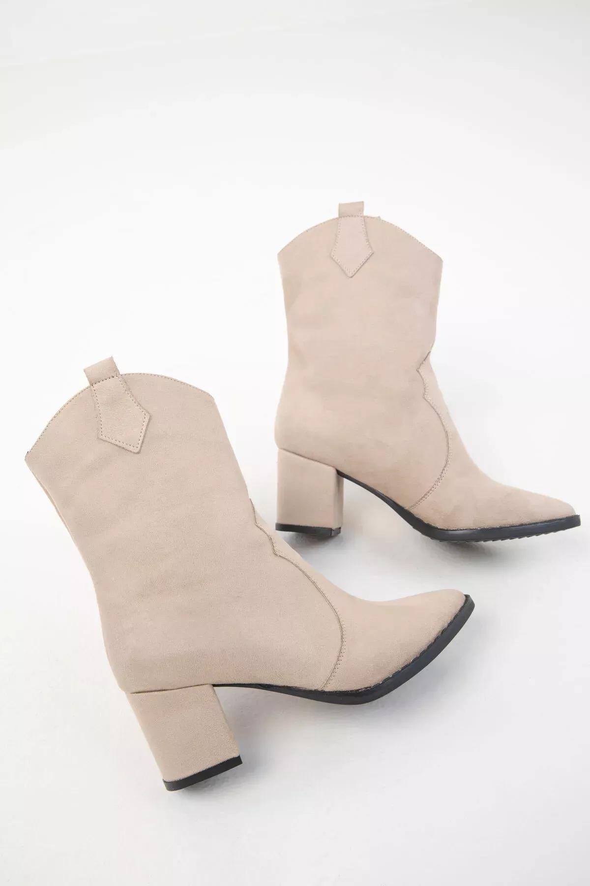 Beige Suede Ankle Boots, C101_2875, large image number 1