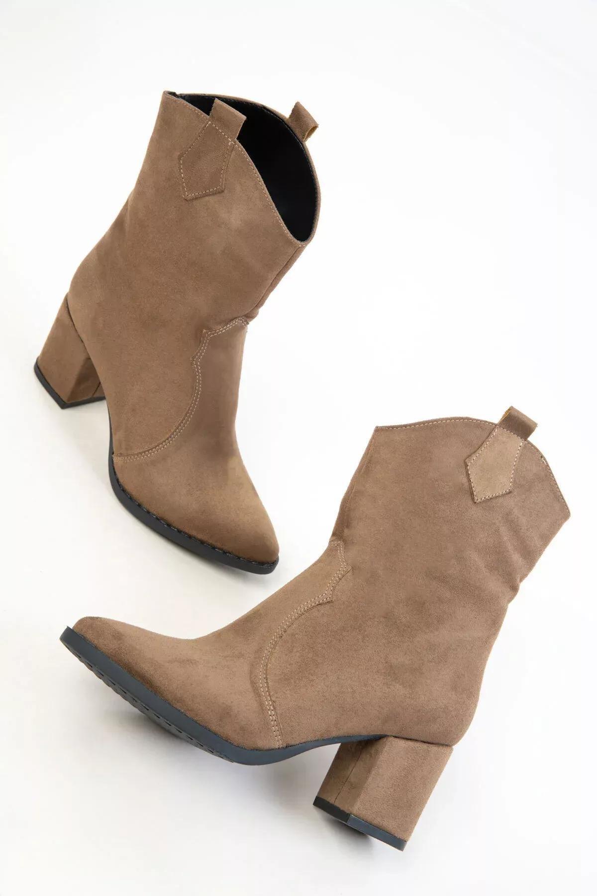 Beige Suede Ankle Boots, C101_2875, medium