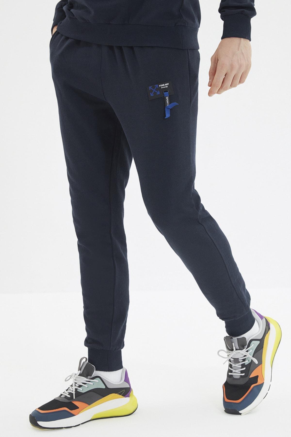 Navy Crew Neck Sweatsuit Co-Ord Set, Dark blue, large image number 3