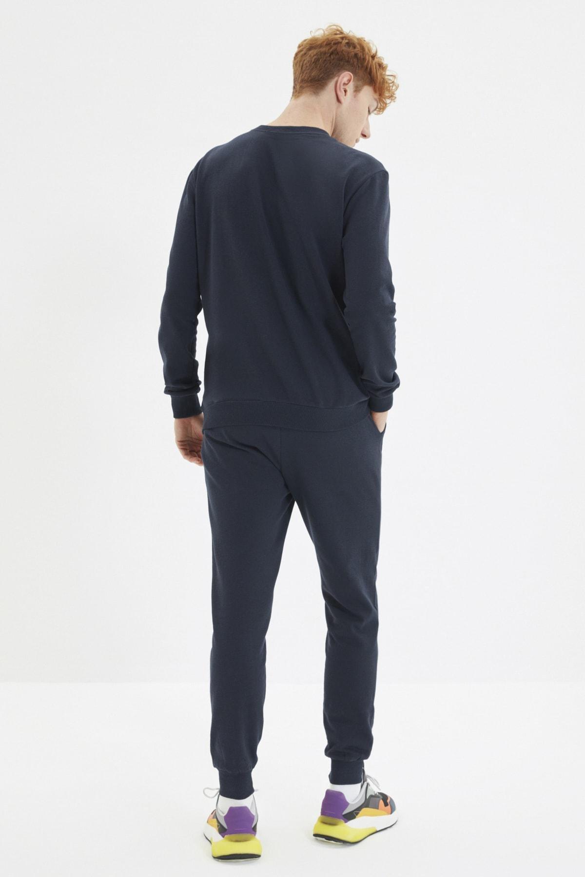 Navy Crew Neck Sweatsuit Co-Ord Set, Dark blue, large image number 5