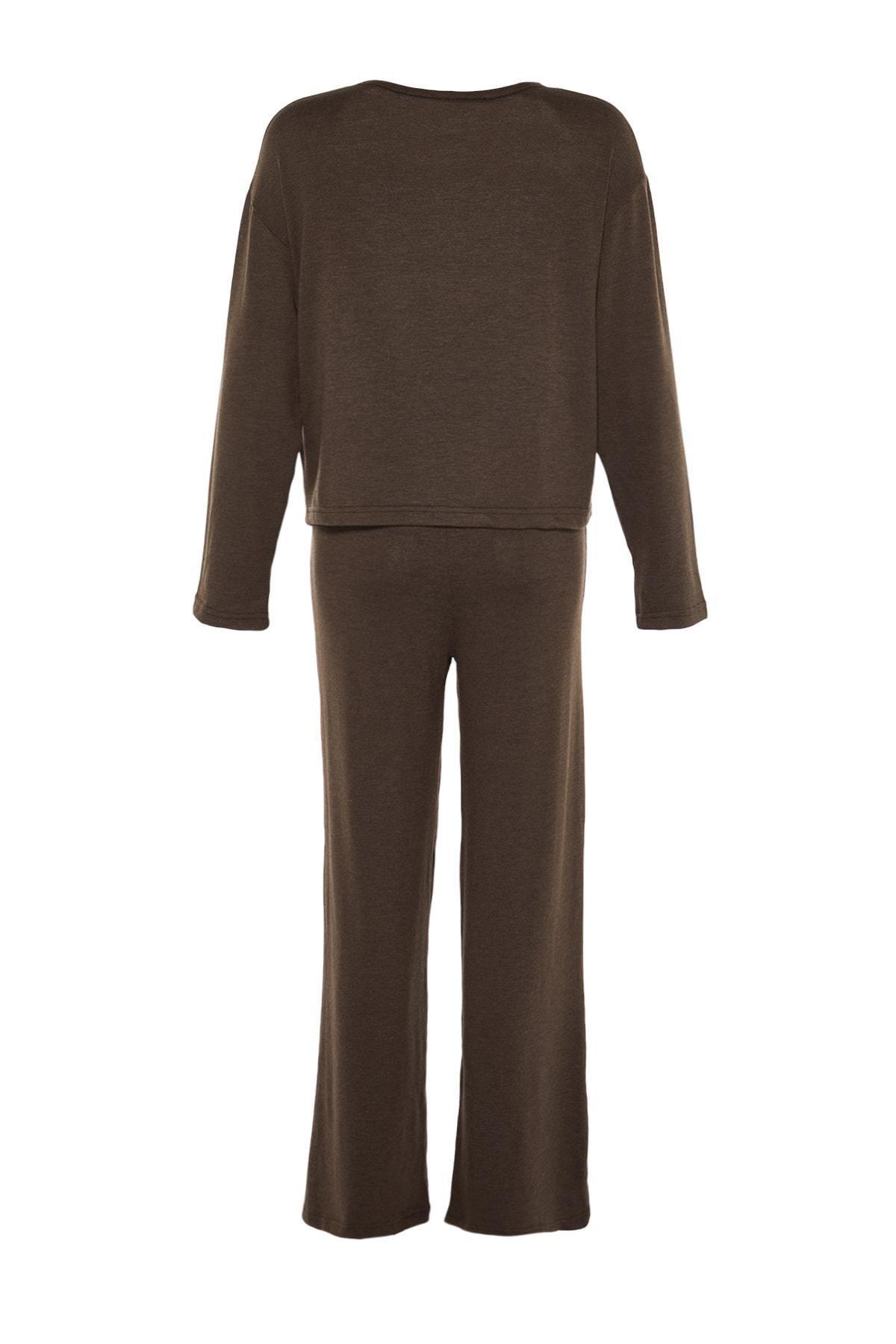Brown Plain Pajama Set, , large image number 6