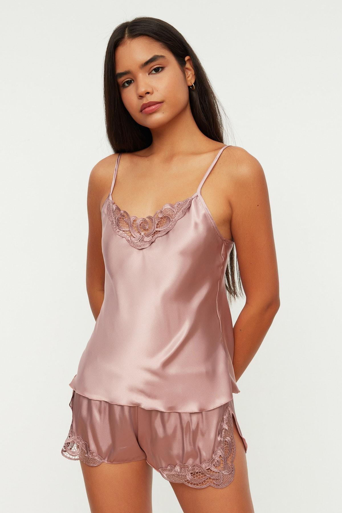 Trendyol - Pink Satin Pajama Set