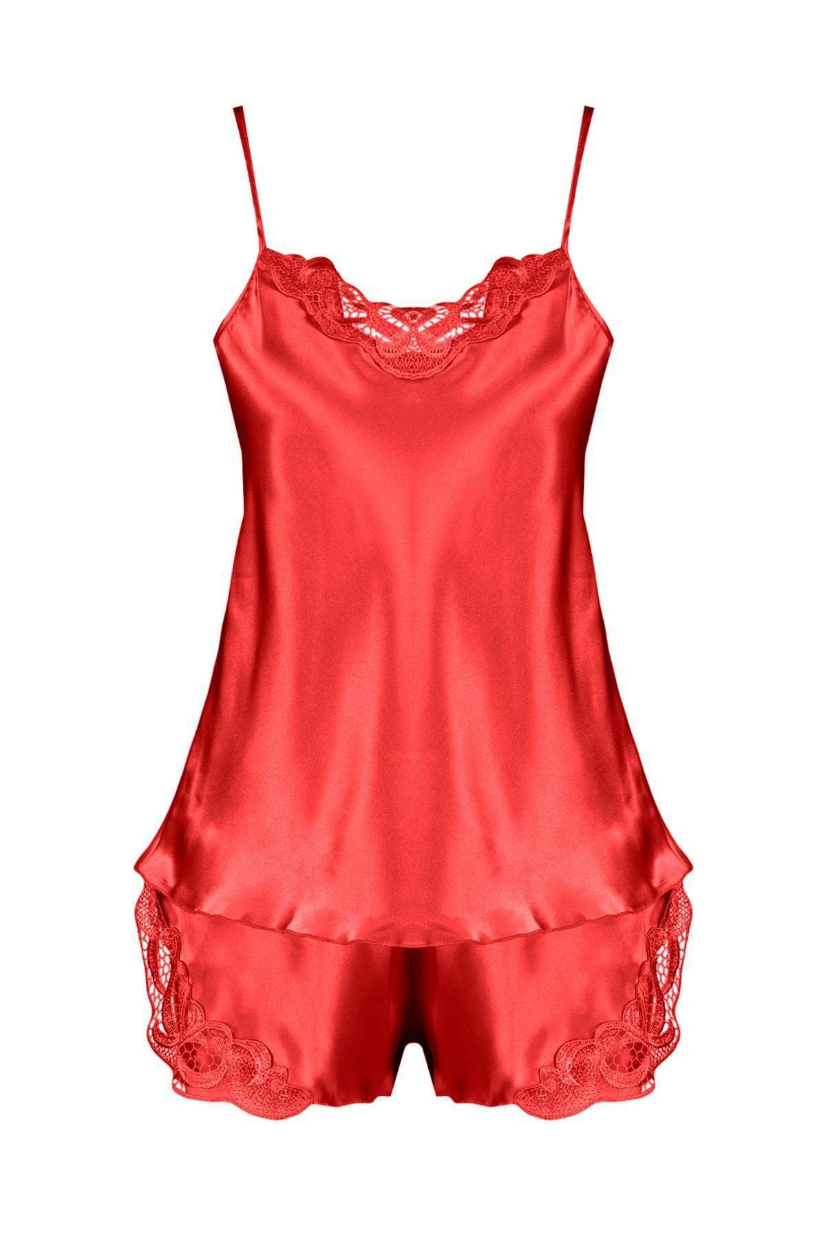 Red Satin Plain Pajama Set, , large image number 7