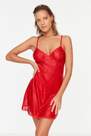 Trendyol - Red Plain Lace Negligee