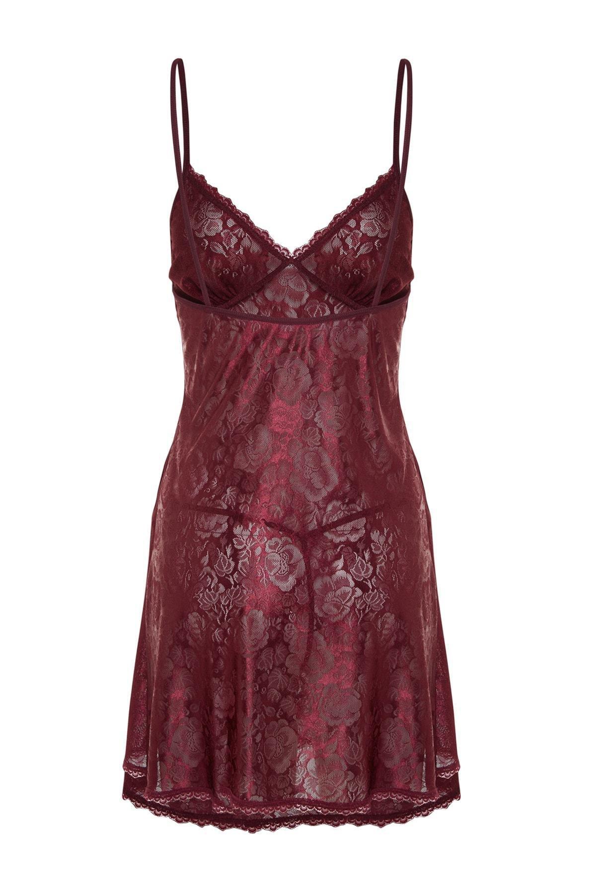 Burgundy Deep-V Slip Nightgown, Burgundy, large image number 6